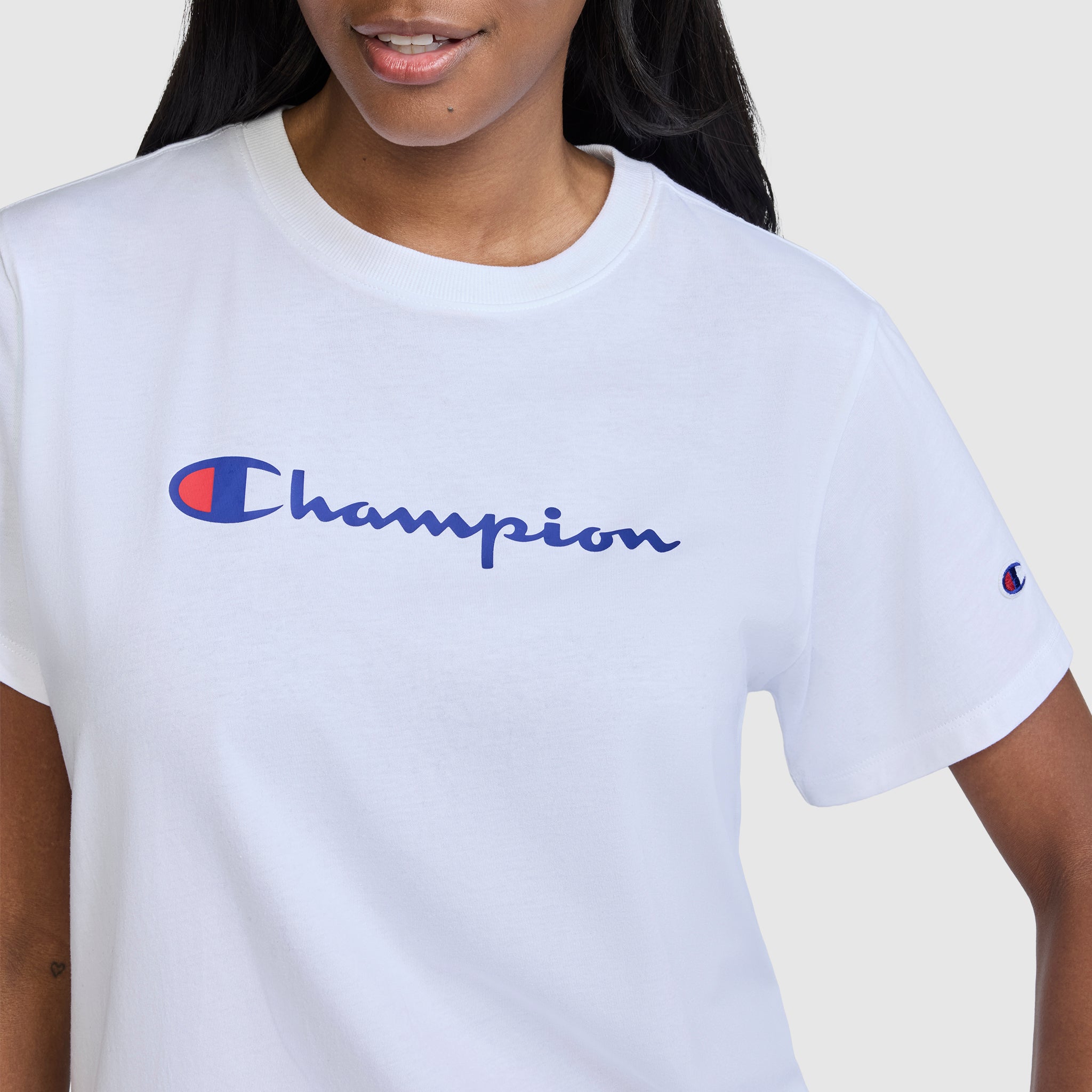 Champion Classic T-Shirt Script Logo t-shirt femme Blanc coton