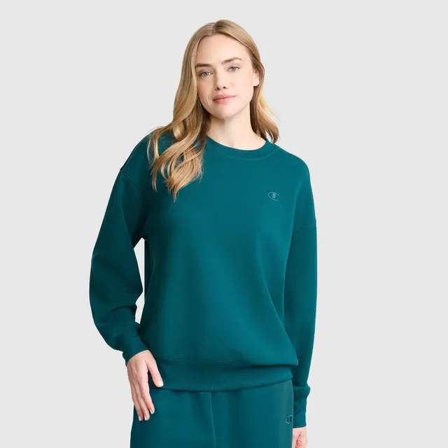 Champion Crewneck Pullover sweat femme Deep Teal modal stretch