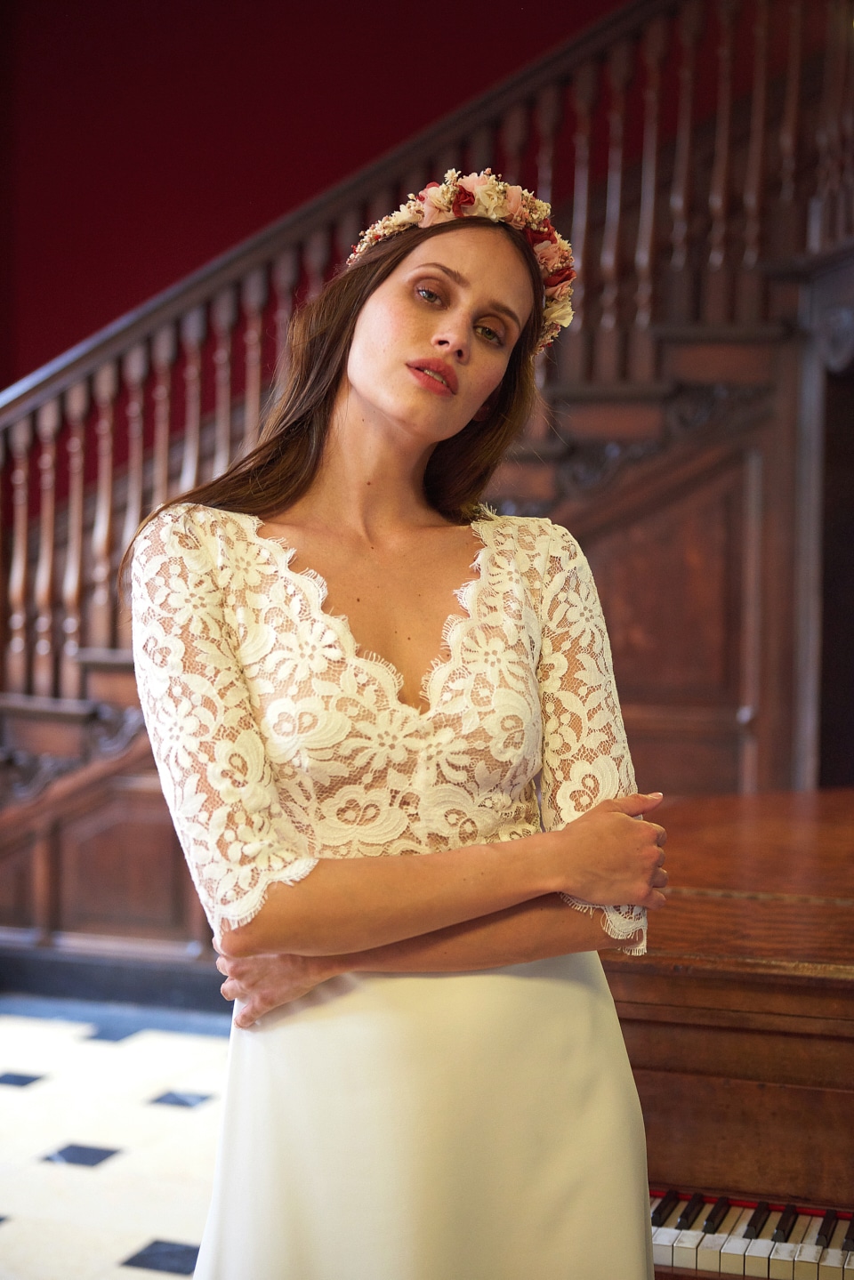 Maison Floret Sur-mesure Dimitri robe de mariée crêpe dentelle