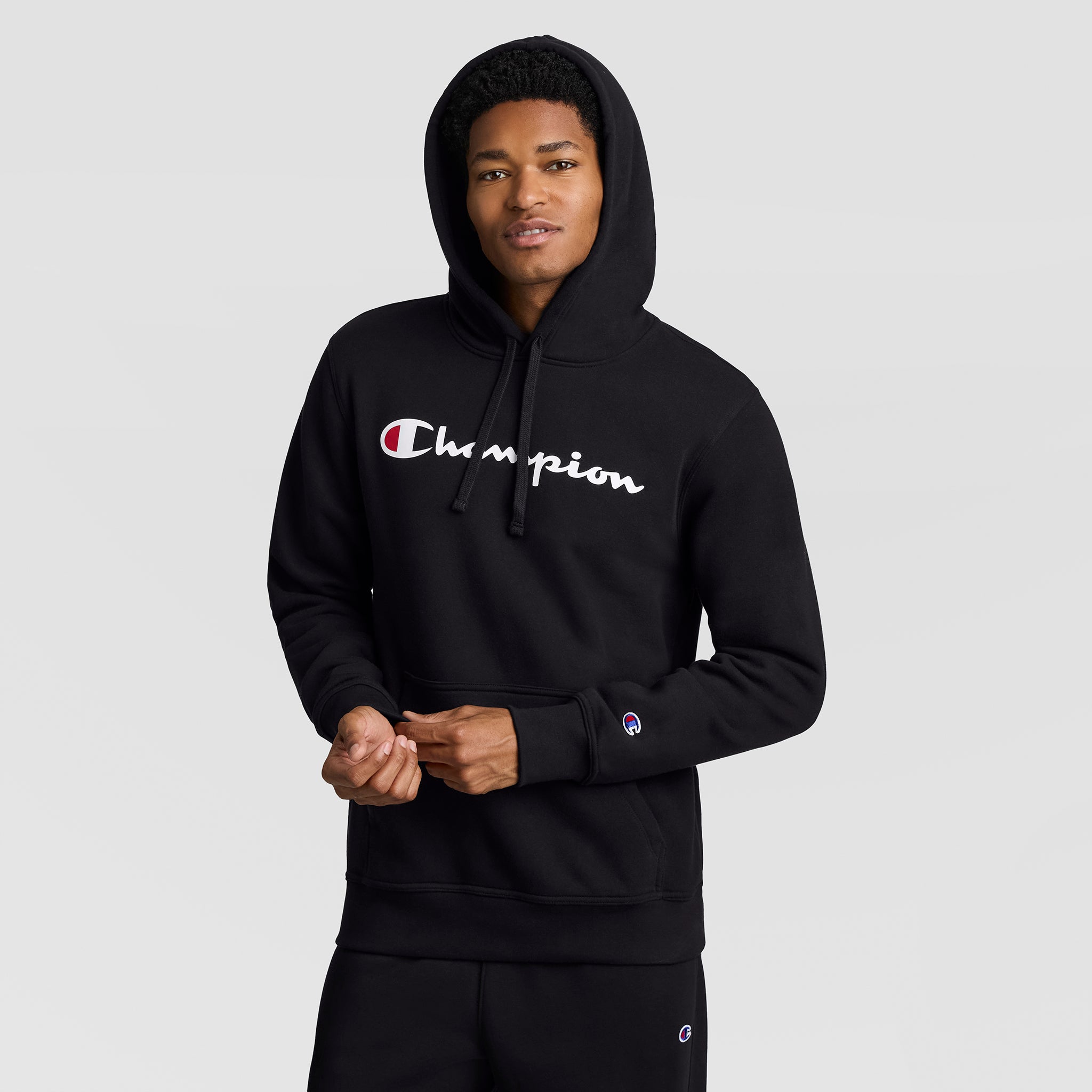 Champion Powerblend Hoodie Full Script Logo sweat à capuche noir