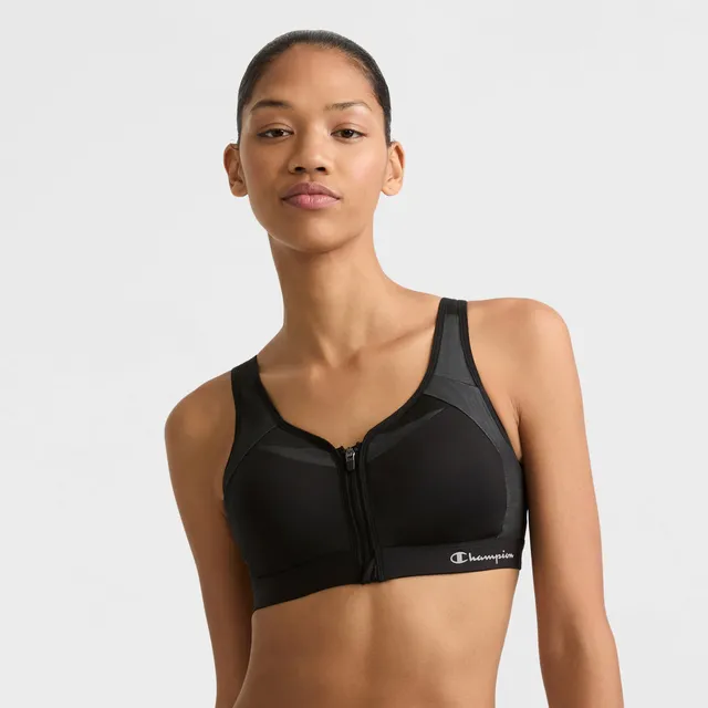 Champion Motion Control Zip Brassière Sport Noir Maintien Fort