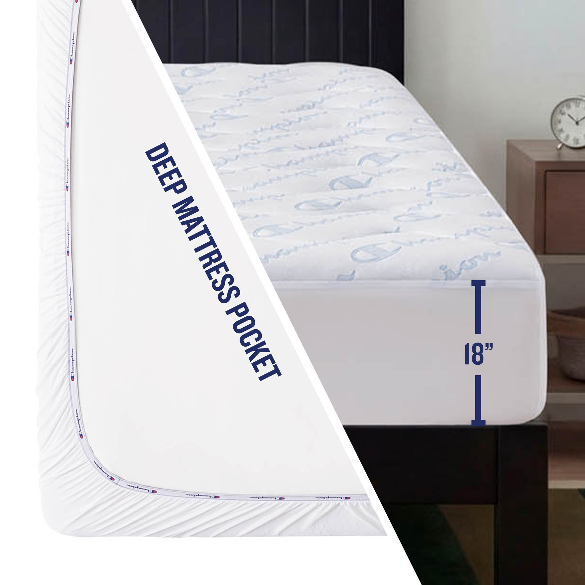 Champion Room Decor Cooling Knit Protège-Matelas Blanc Queen
