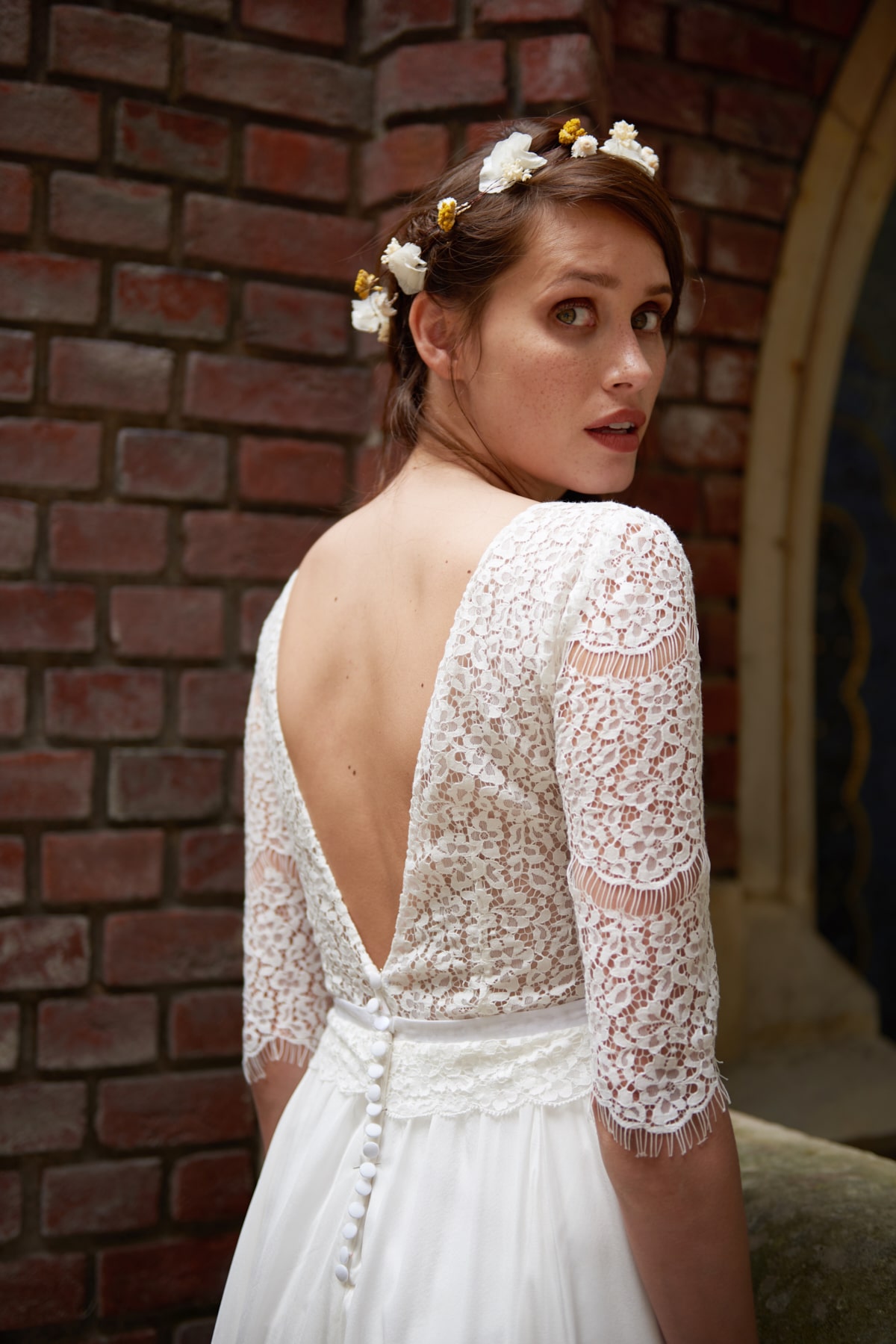 Maison Floret Sur-mesure Marius robe dentelle basque