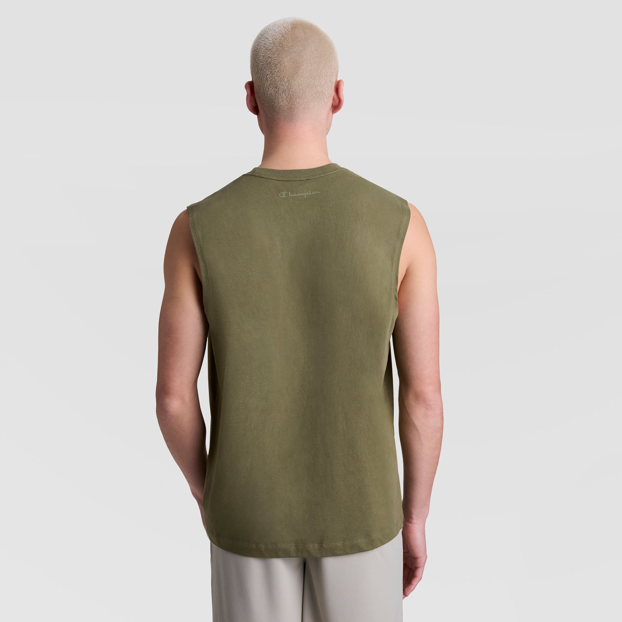 Champion Muscle Tank Débardeur Homme Olive Brûlé Coton