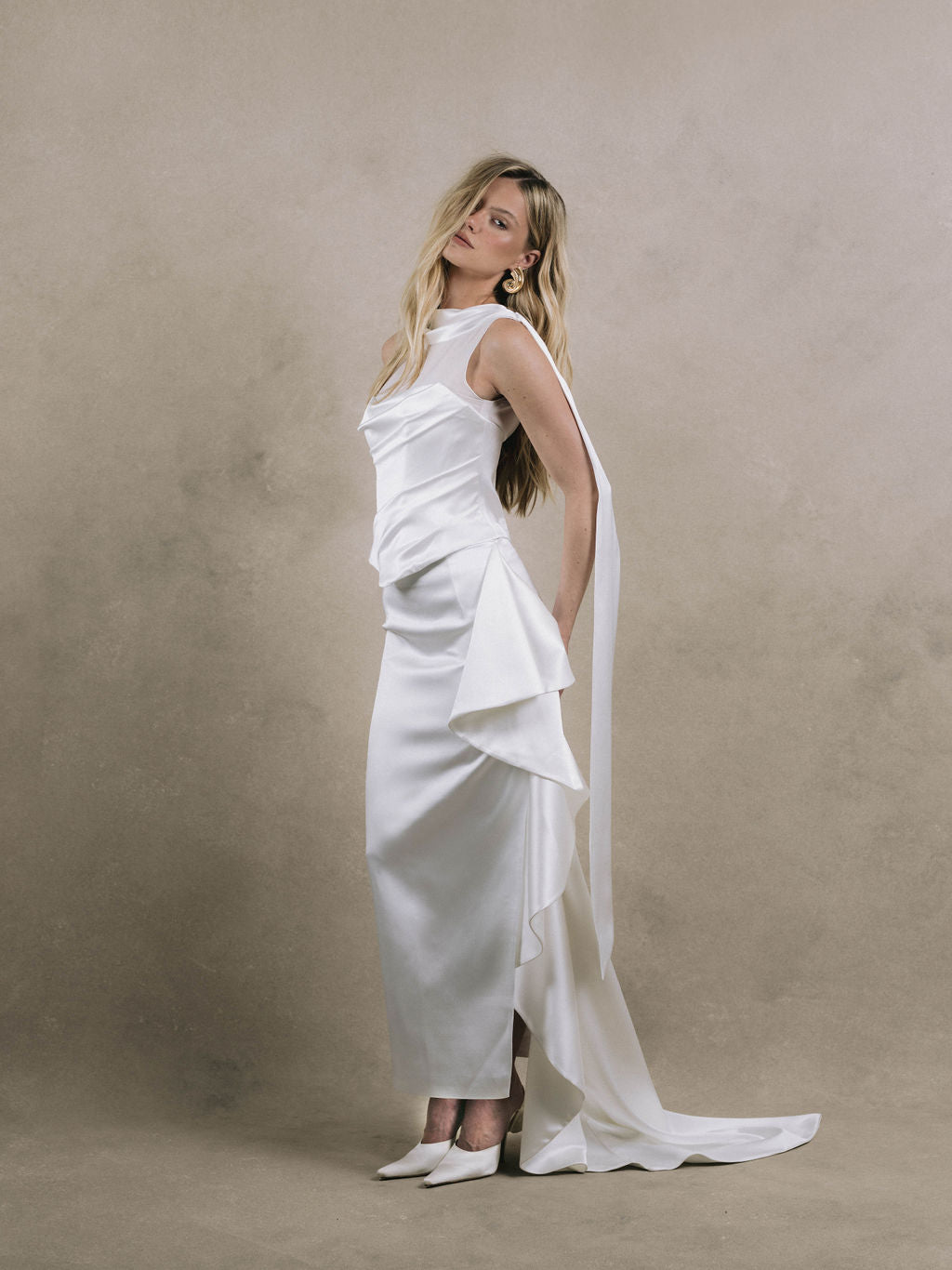 Rime Arodaky Evening Navy jupe longue satin marine