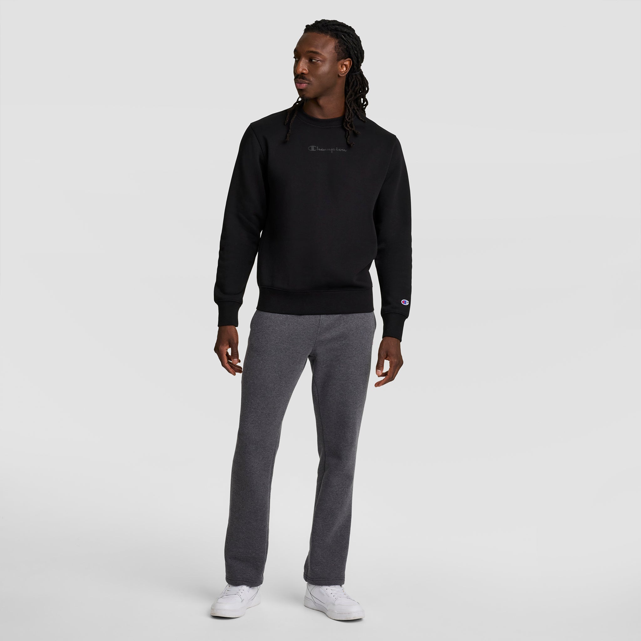 Champion Powerblend Open Hem C Logo sweatpants jogging gris molleton