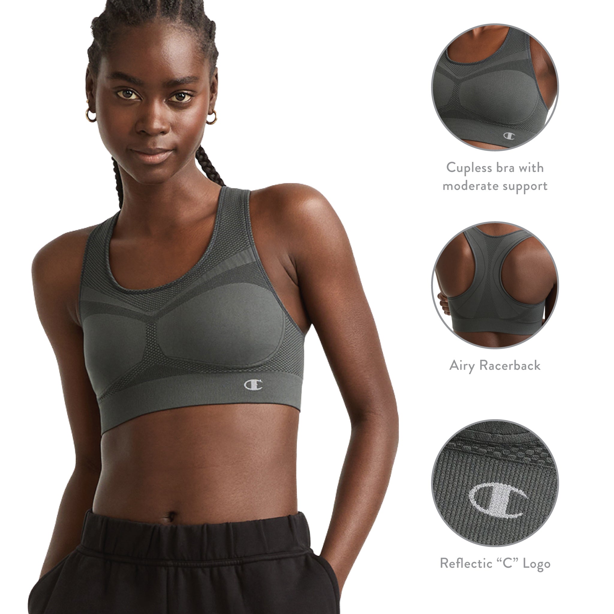 Champion Seamless Racerback Brassière de sport White maintien modéré