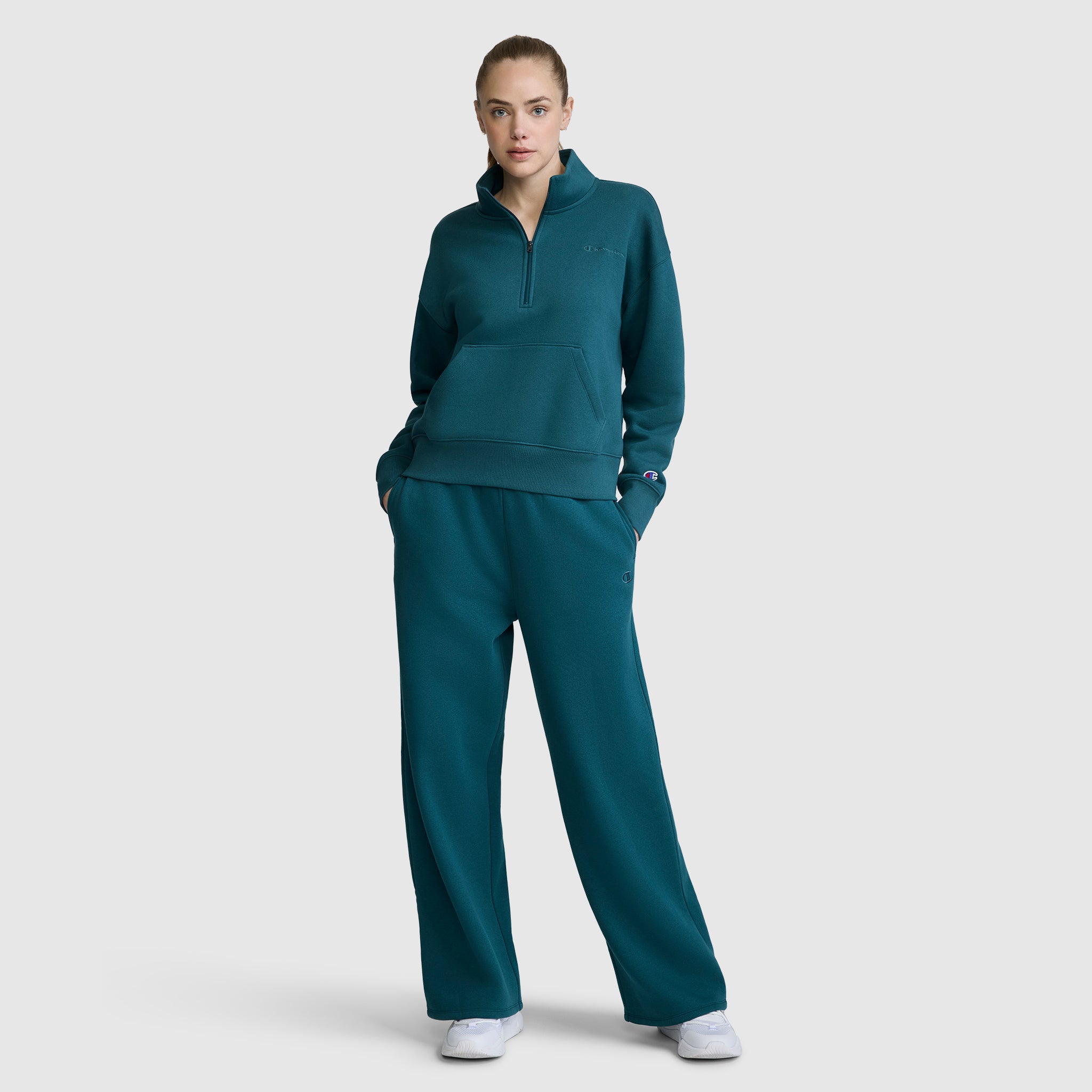 Champion Wide Leg Fleece pantalon jogging vert sarcelle molleton