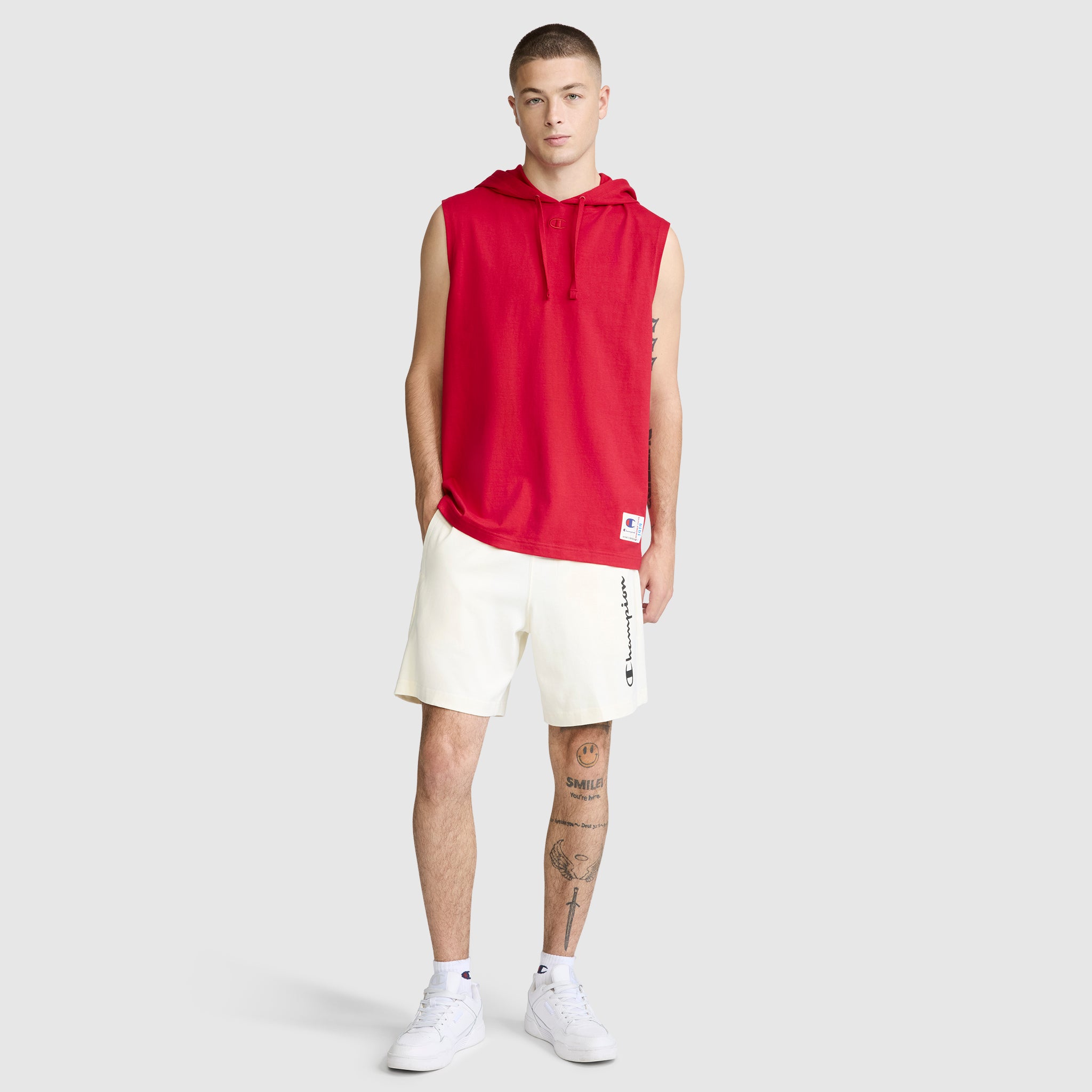 Champion Jersey sweat capuche sans manches Tango Red coton