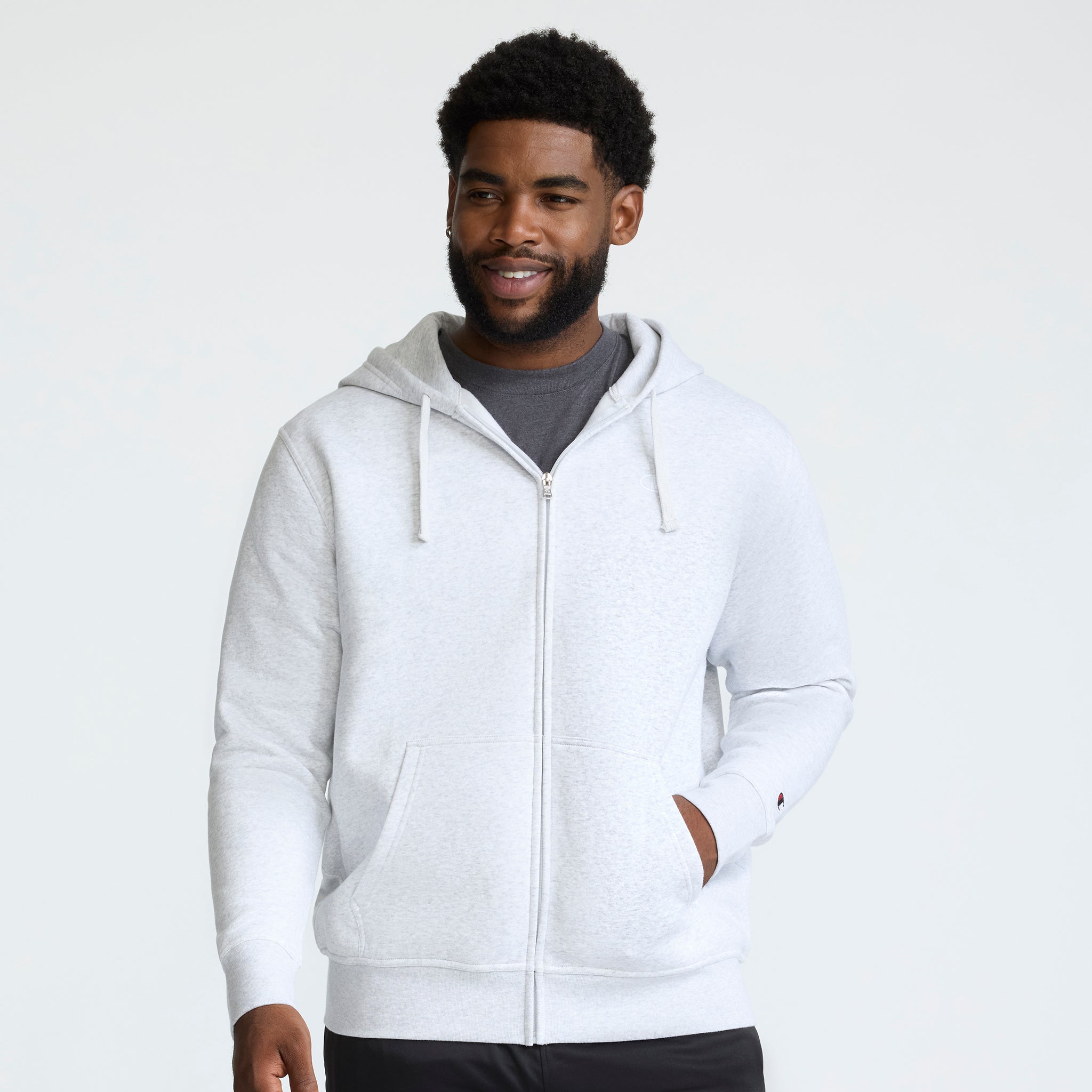Champion Powerblend Full-Zip Hoodie sweat gris grande taille
