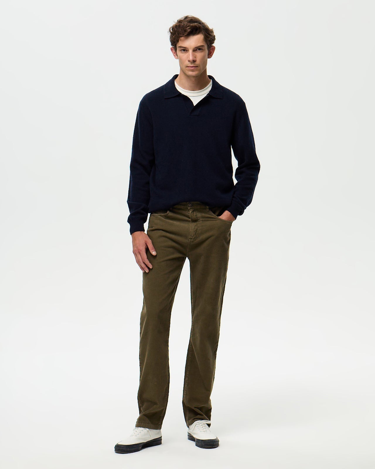 Lafaurie Dean pantalon velours homme vert mousse ajusté