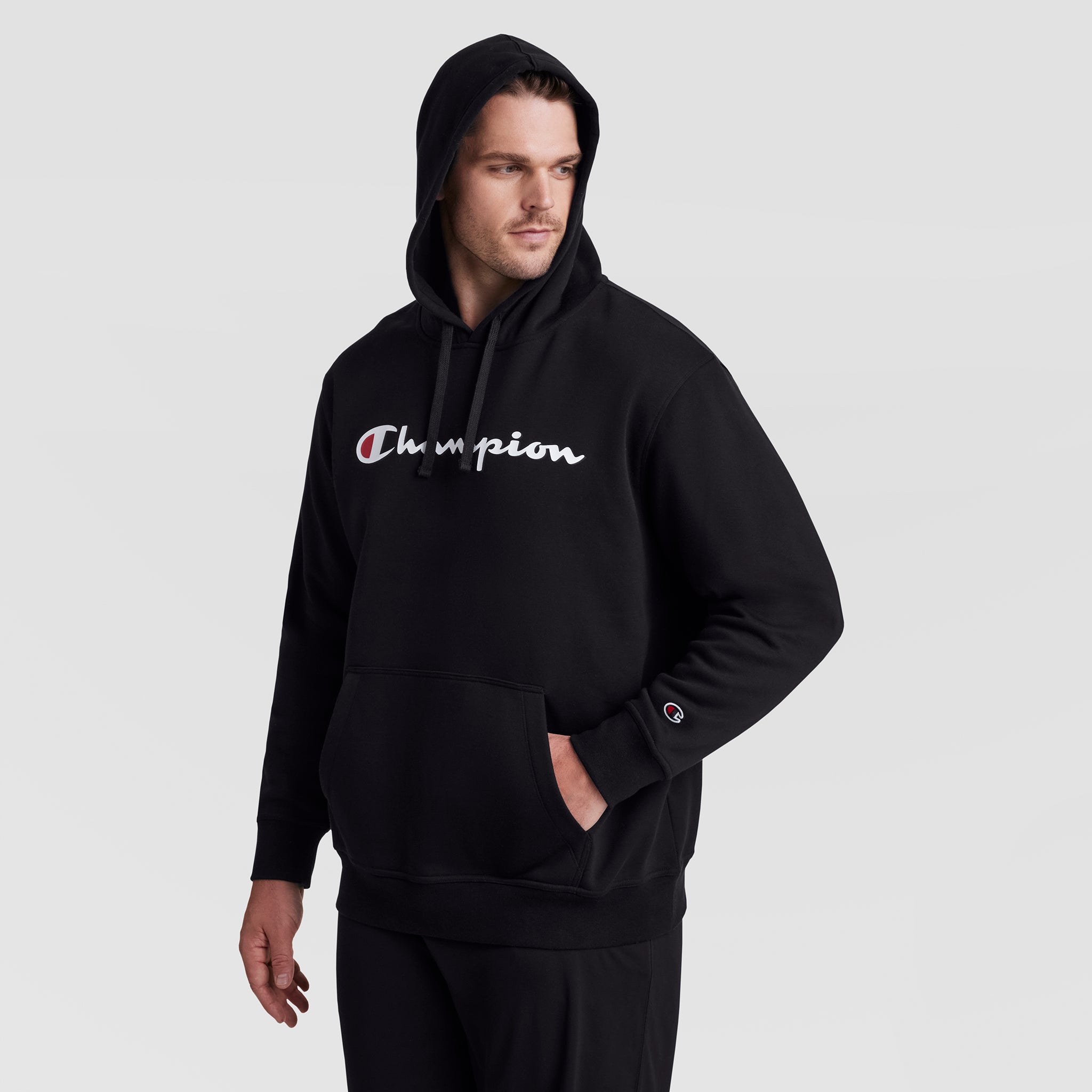 Champion Powerblend hoodie sweat à capuche noir grande taille logo