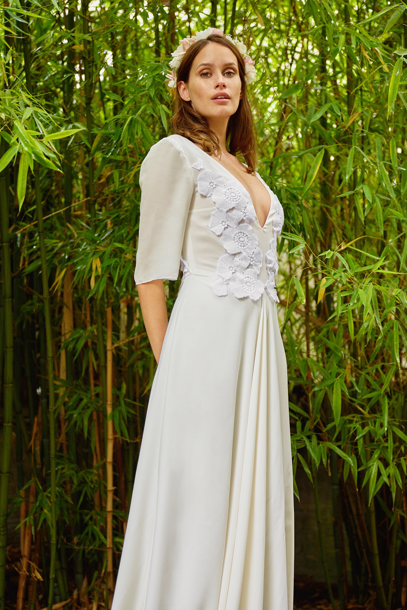 Maison Floret Sur-mesure Franklin robe crêpe broderie