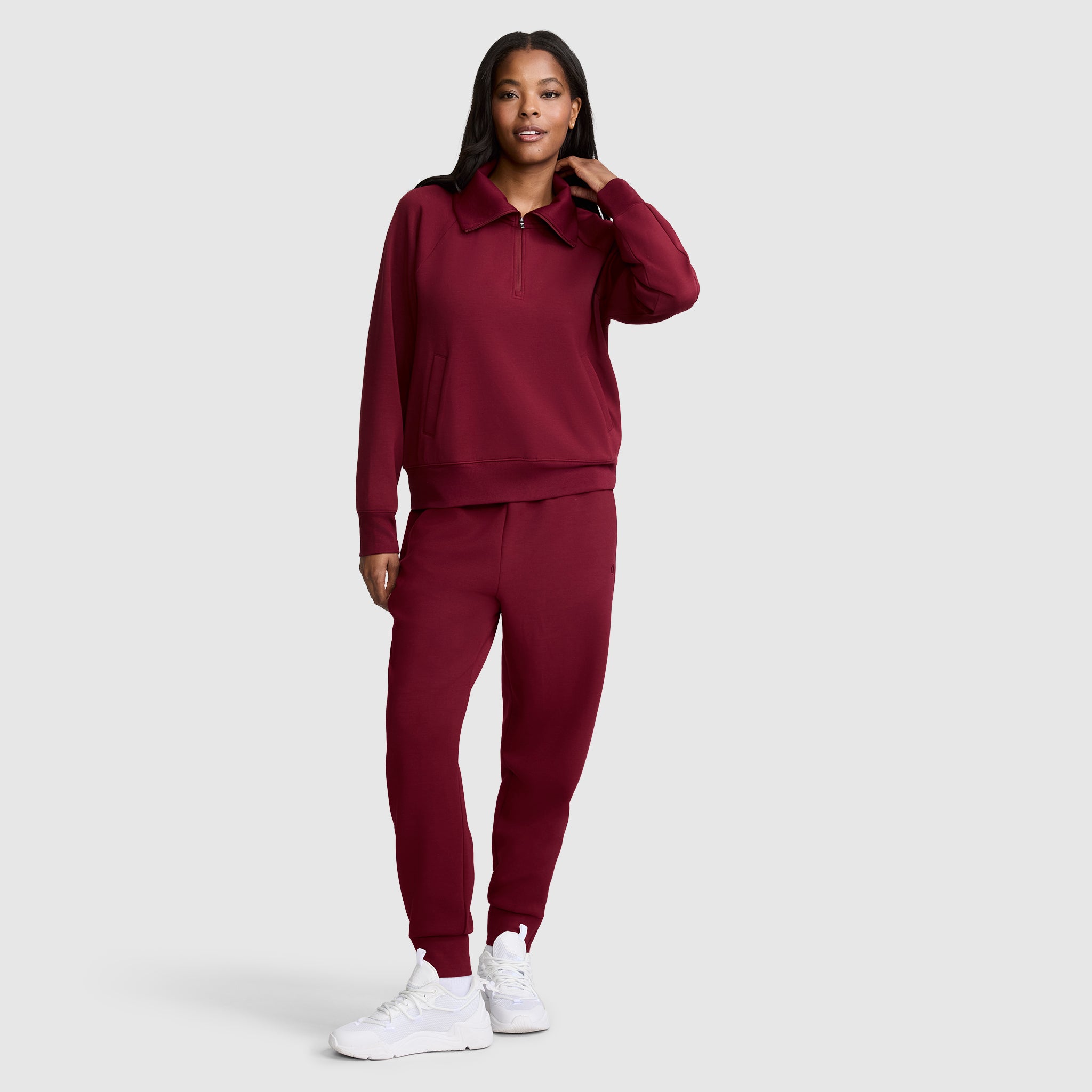 Champion Jogger femme fuselé rouge Cabernet zips