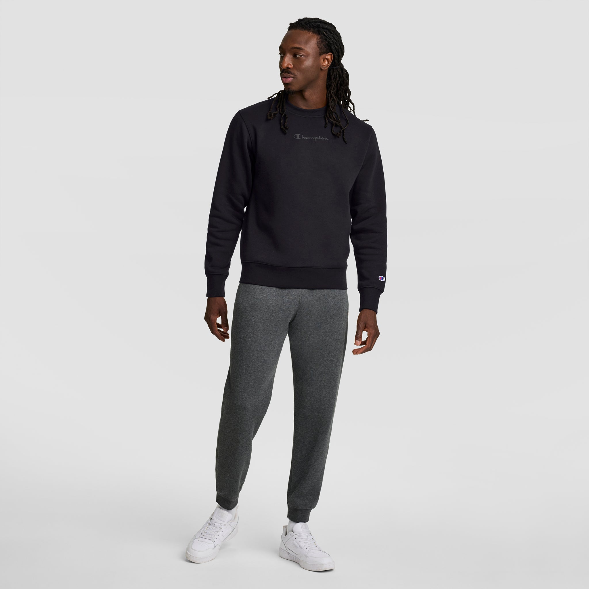 Champion Powerblend Crewneck sweat noir logo tonal