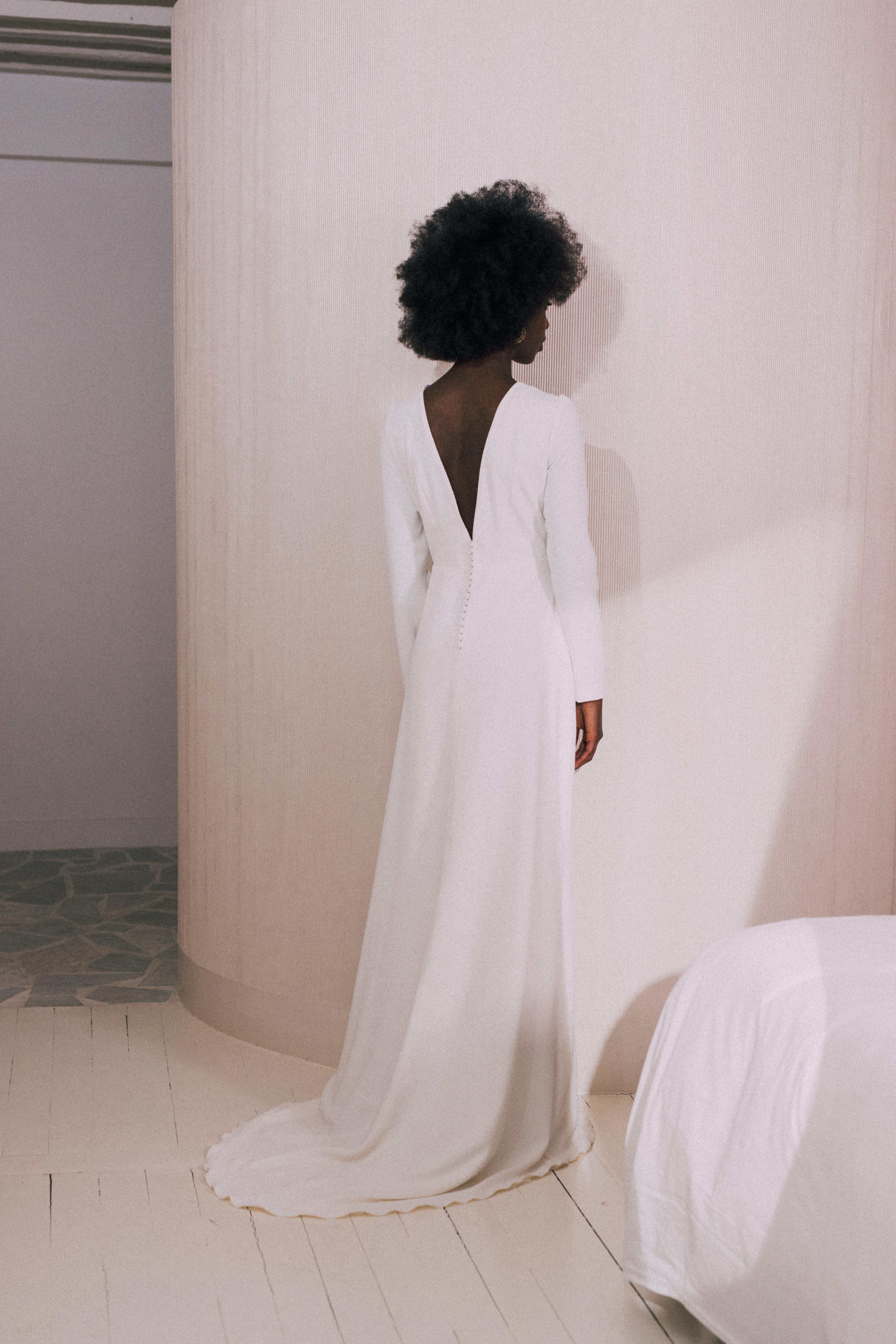 Maison Floret Sur-mesure Dean robe de mariée crêpe drapé