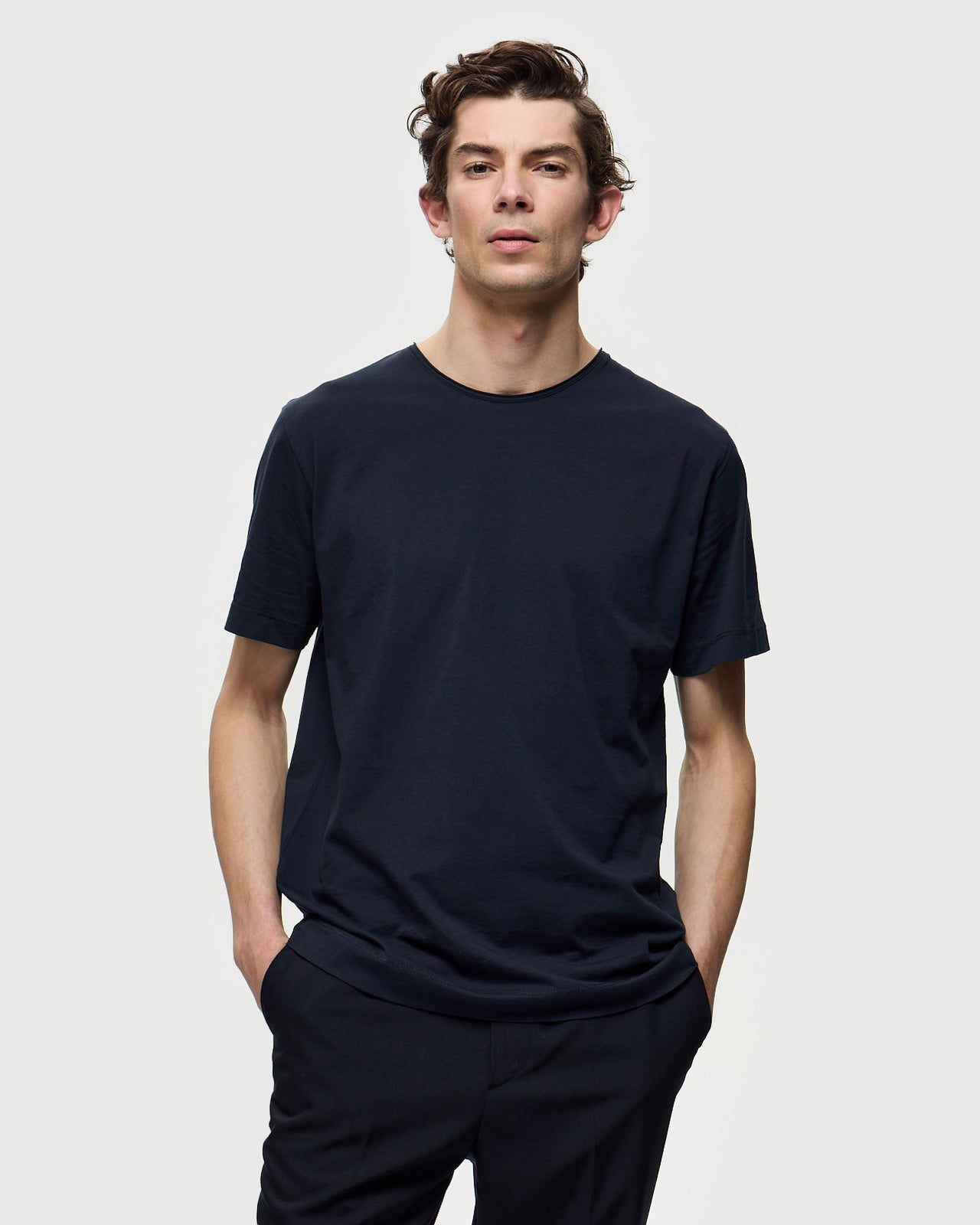 Lafaurie Basile T-shirt Dark Navy Voile Coton Coupe Droite