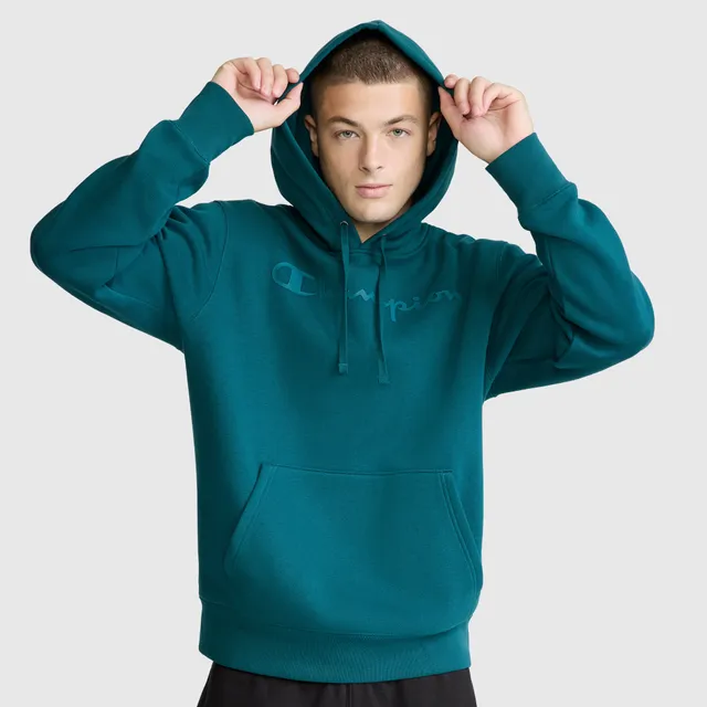 Champion Powerblend Tonal Script hoodie vert Deep Teal