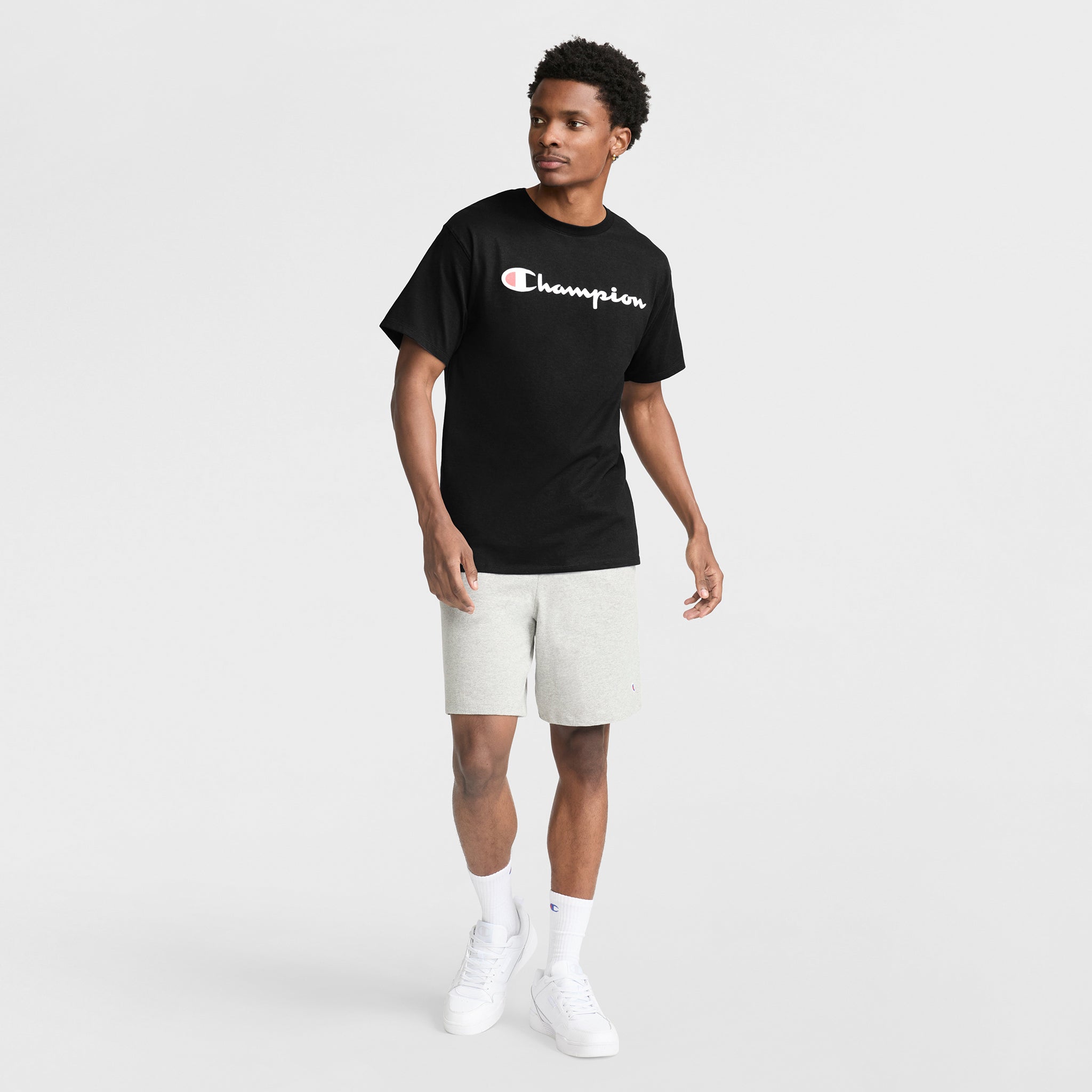 Champion Classic Script Logo t-shirt noir 100% coton homme