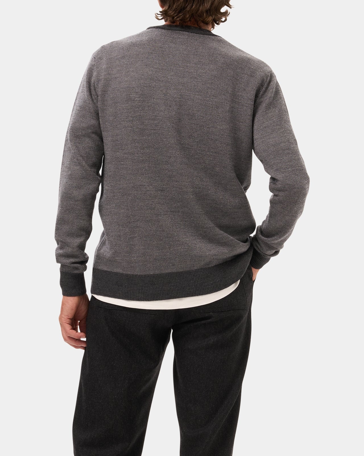 LAFAURIE LEO pull acier anthracite laine mérinos col rond