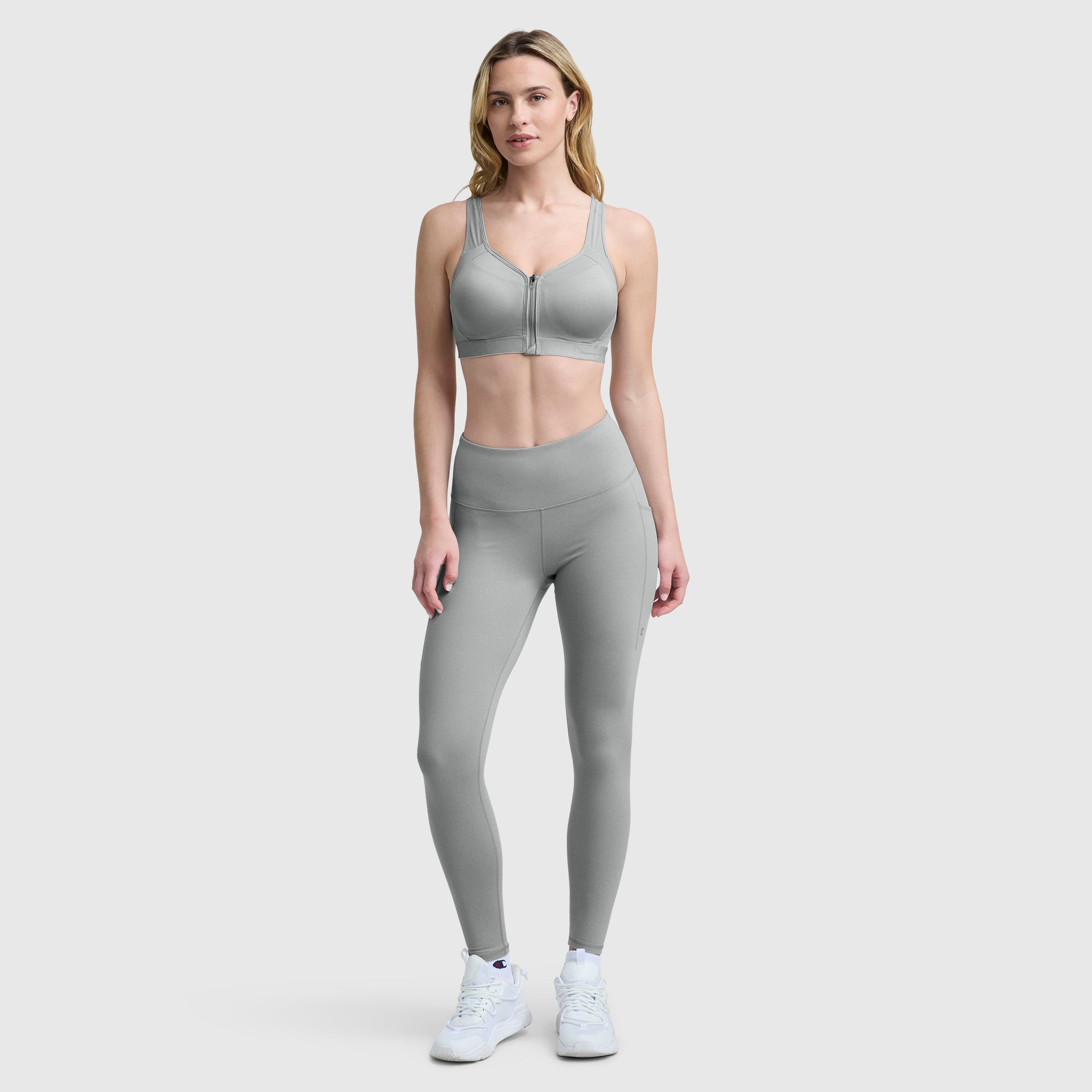 Champion Motion Control Zip Brassière Sport Oxford Grey Maintien Fort