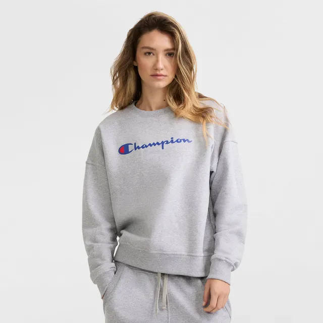 Champion Powerblend Script Logo Sweat Gris chiné coupe ample