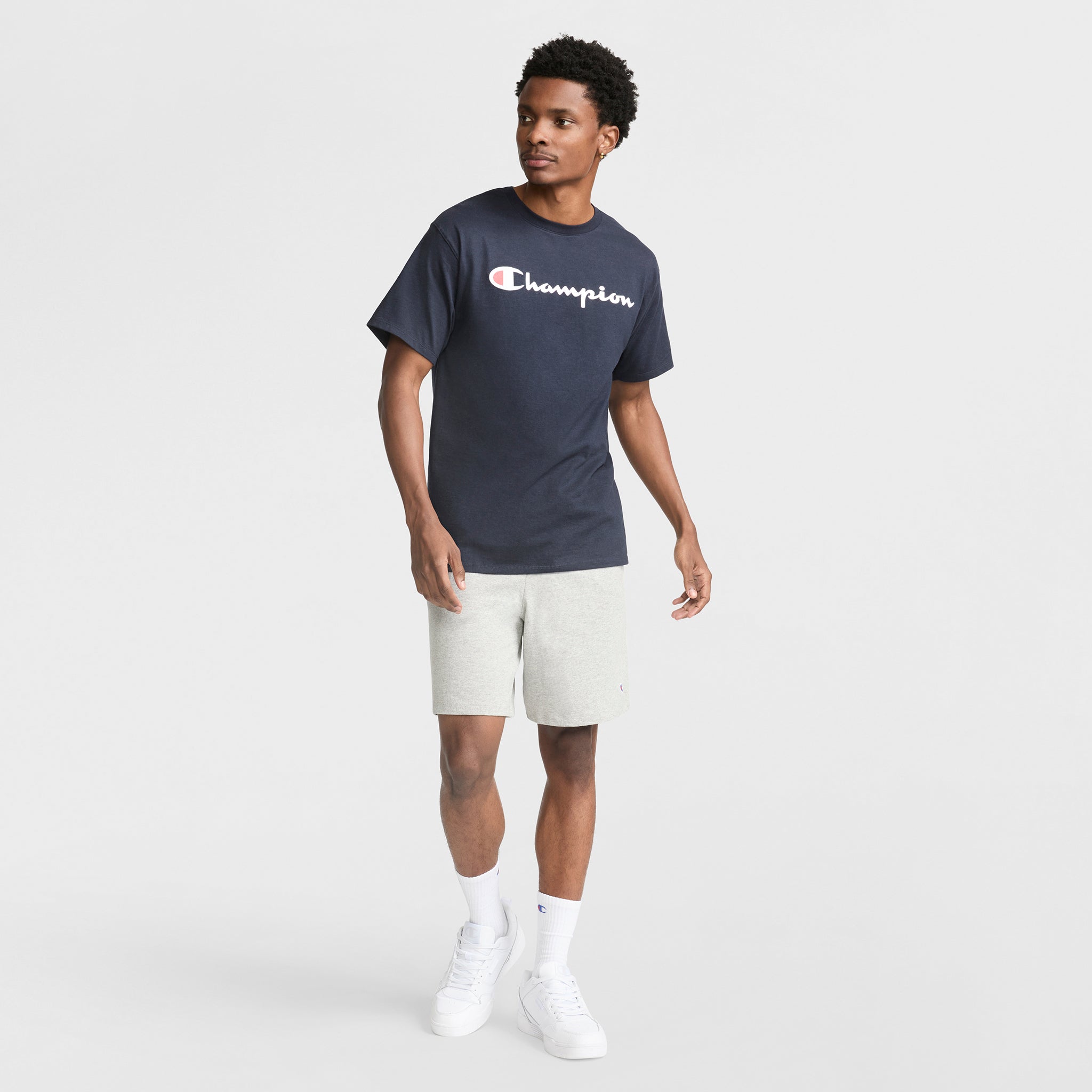 Champion Classic Graphic Script Logo t-shirt homme Deep Navy coton