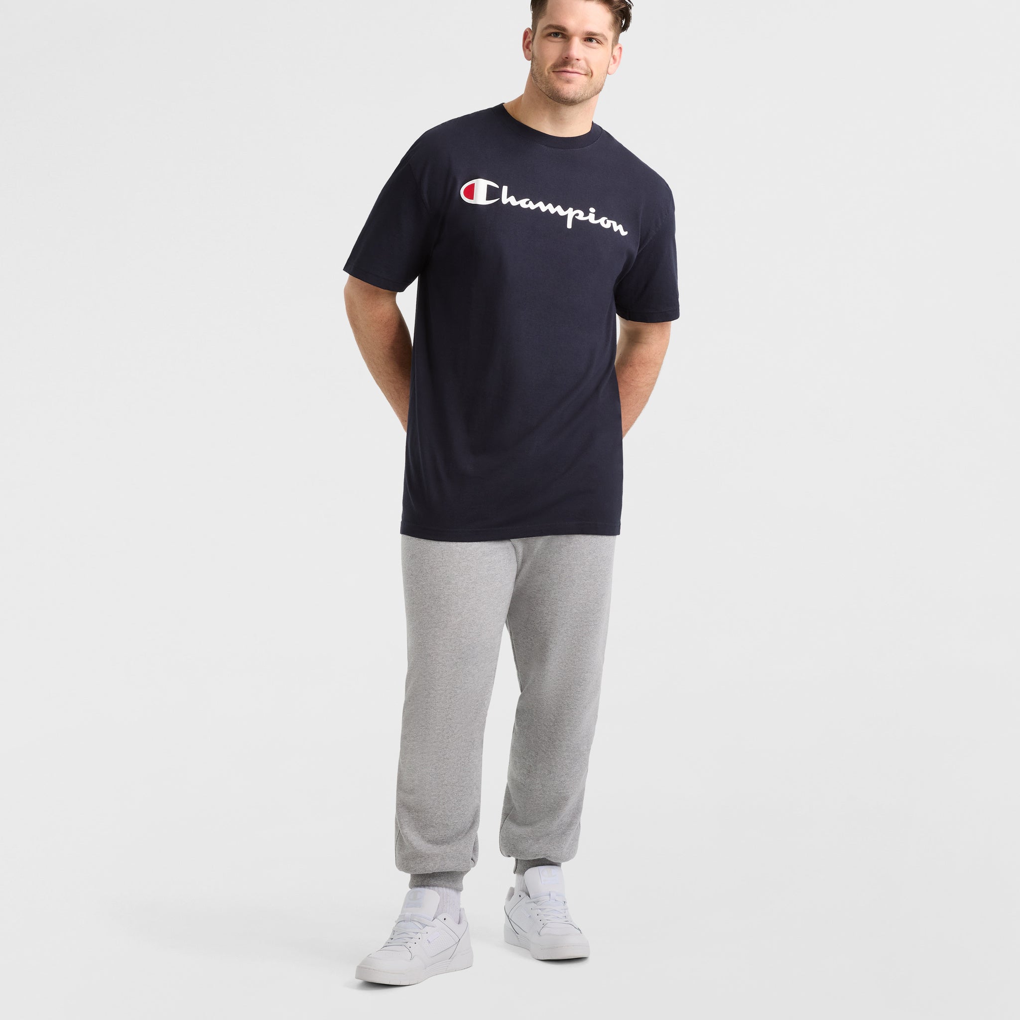 Champion Classic Graphic Script Logo t-shirt bleu marine LT coton