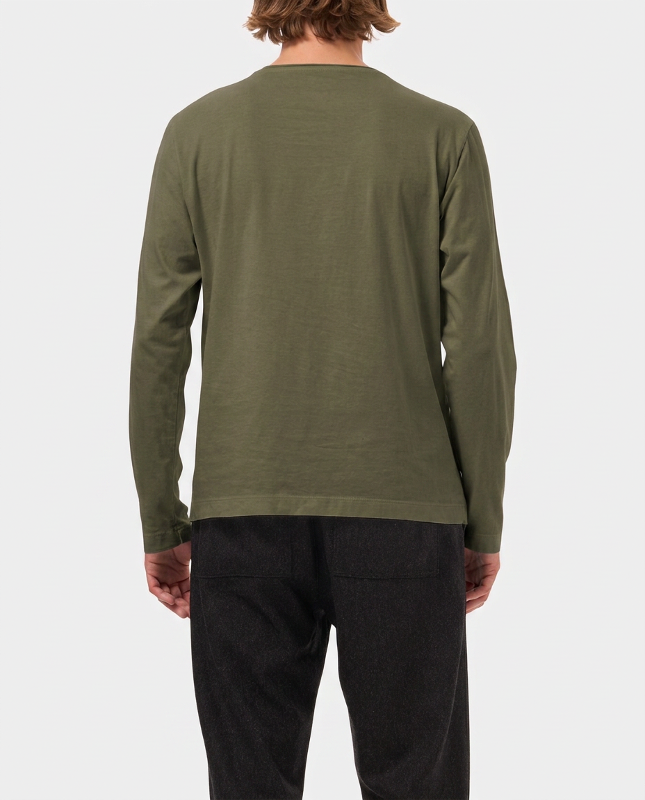 LAFAURIE ACHILLE t-shirt kaki manches longues voile coton
