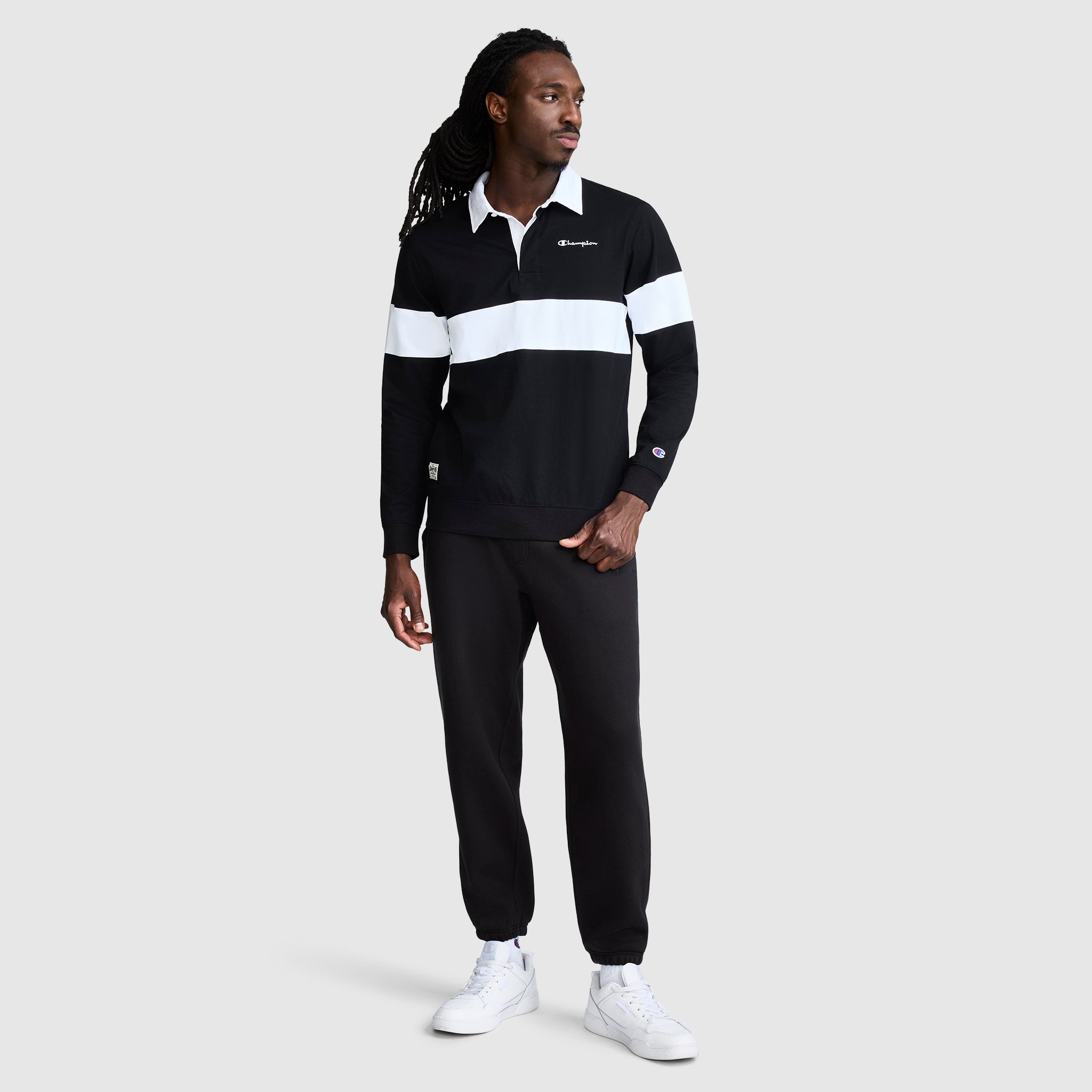 Champion Rugby Shirt coton rayé Noir