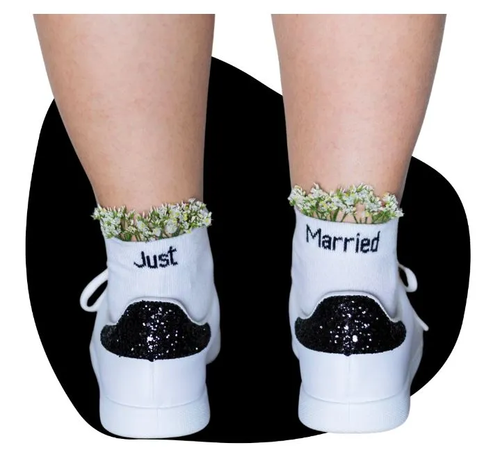 Le Jour de Notre Oui Just Married chaussettes mariage femme