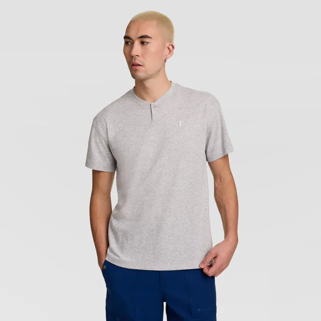 Champion Henley t-shirt homme gris chiné bouton