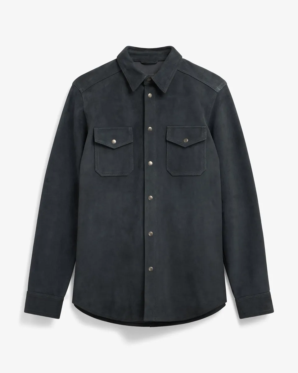 Lafaurie Hilario Bleu Orage veste cuir agneau homme