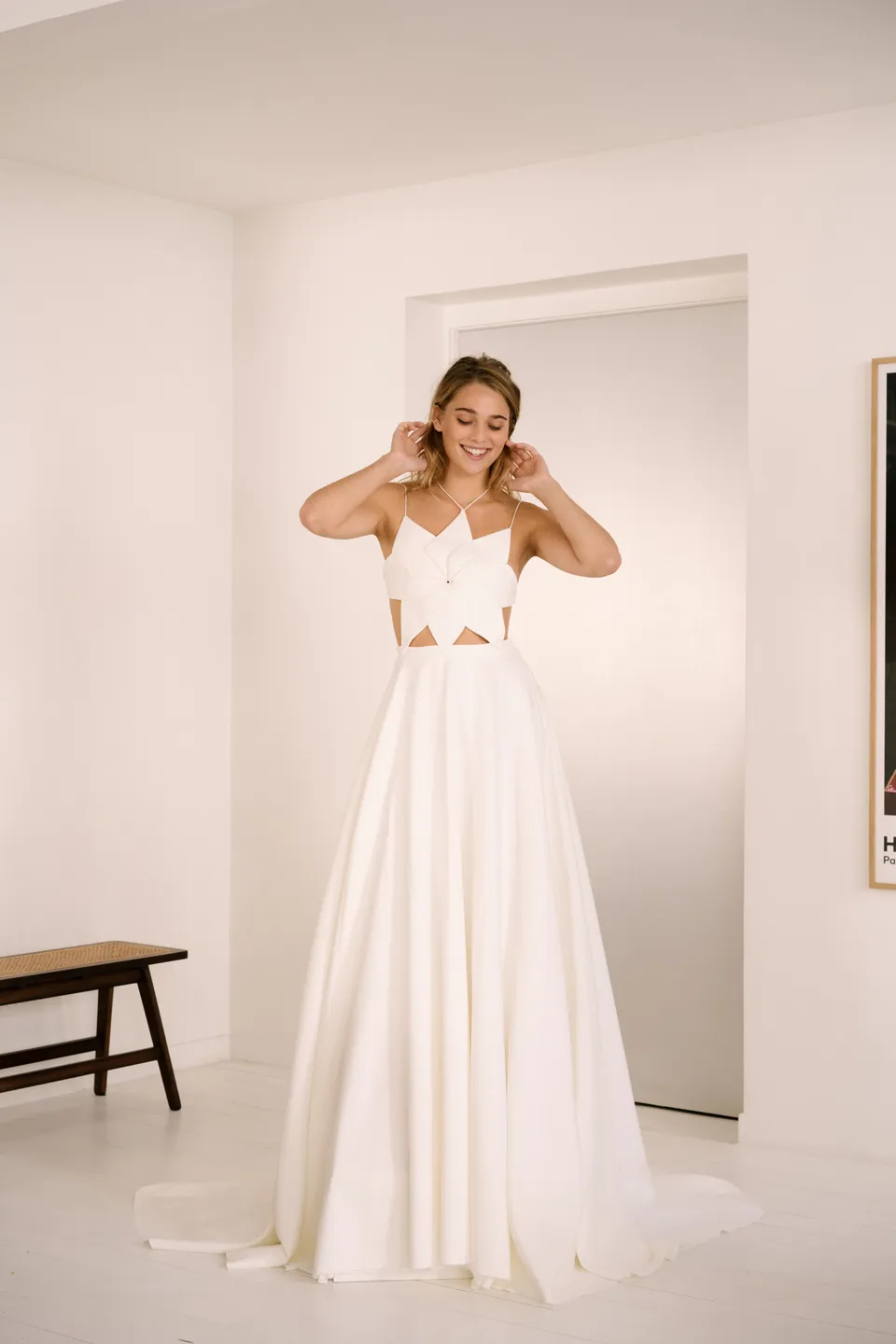Maison Floret Sur-mesure Olaf robe satin bretelles origami
