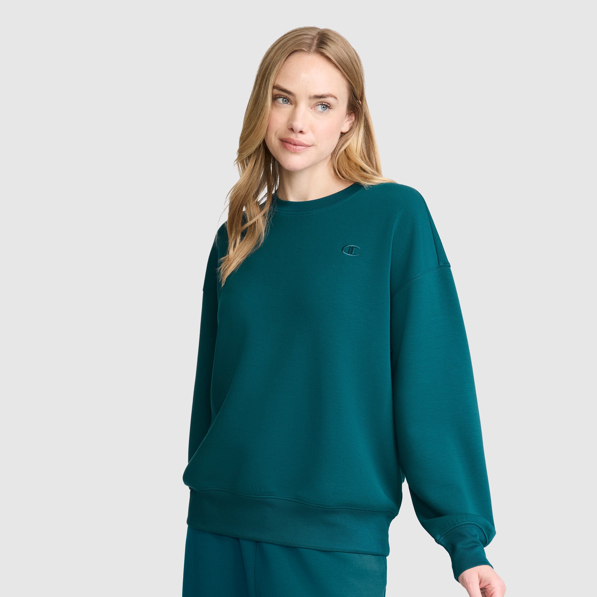 Champion Crewneck Pullover sweat femme Deep Teal modal stretch