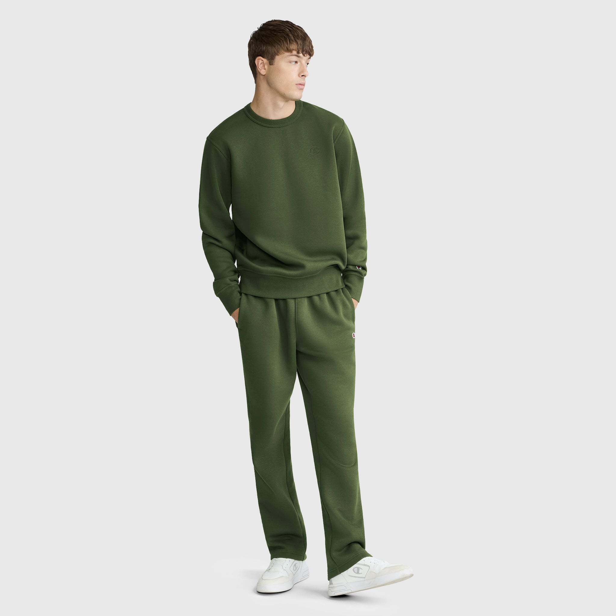Champion Powerblend Crewneck C Logo sweat-shirt vert Chive