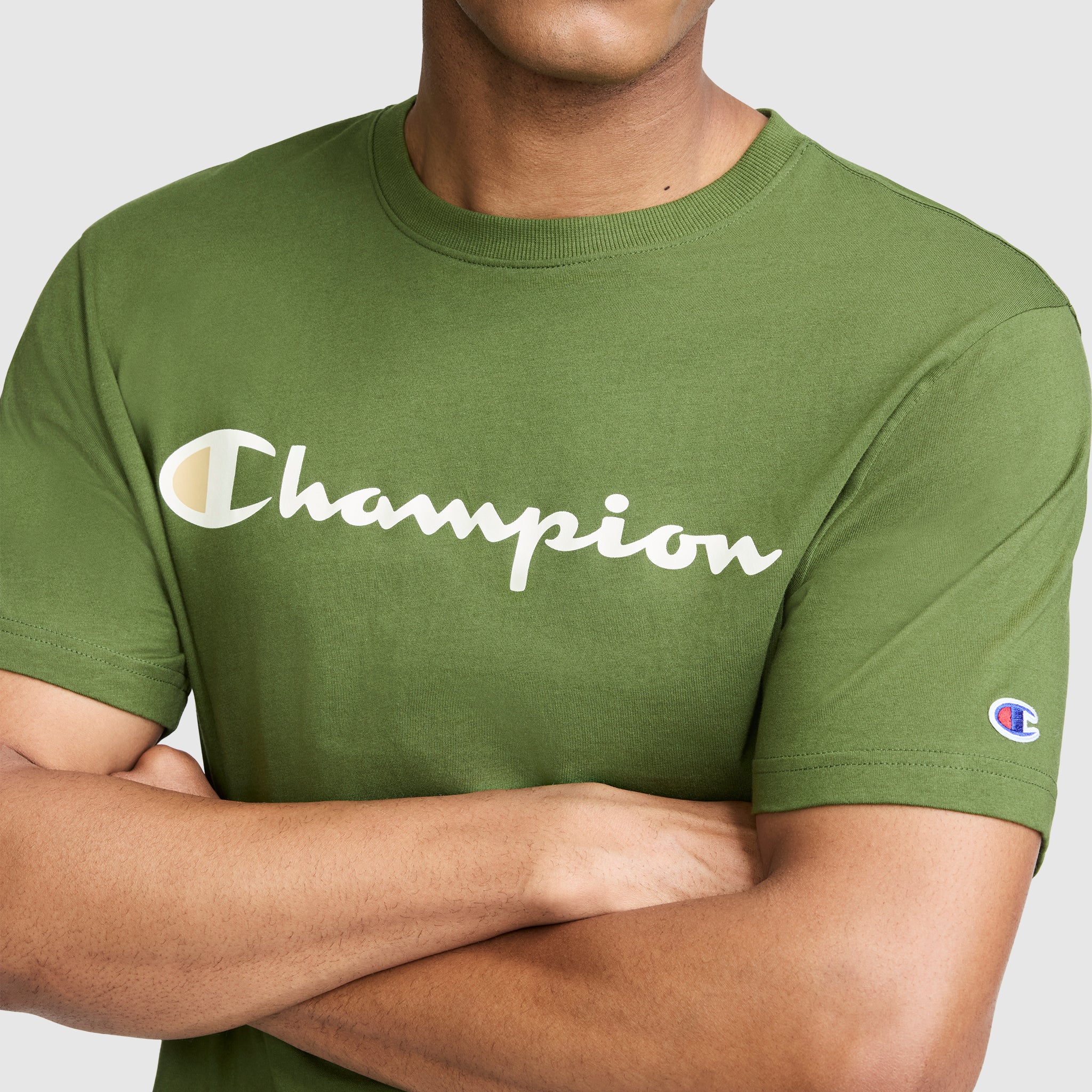 Champion Classic Graphic Script Logo t-shirt homme Chive coton