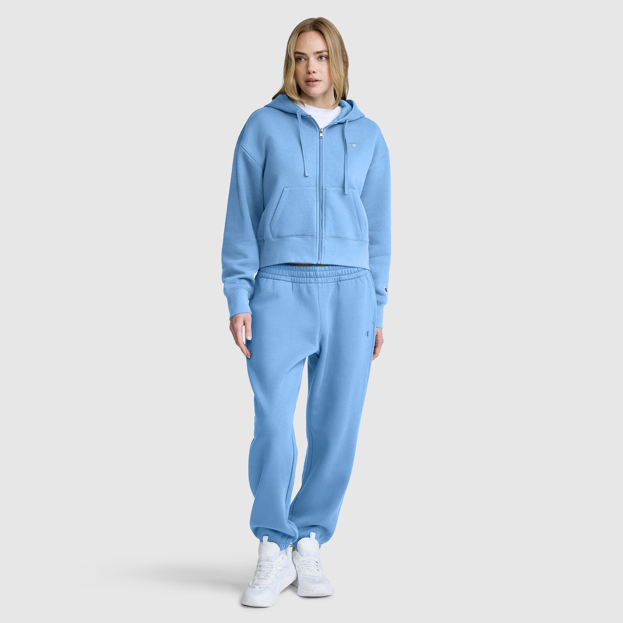 Champion Cropped Zip-Up Hoodie sweat zippé bleu Riviera femme