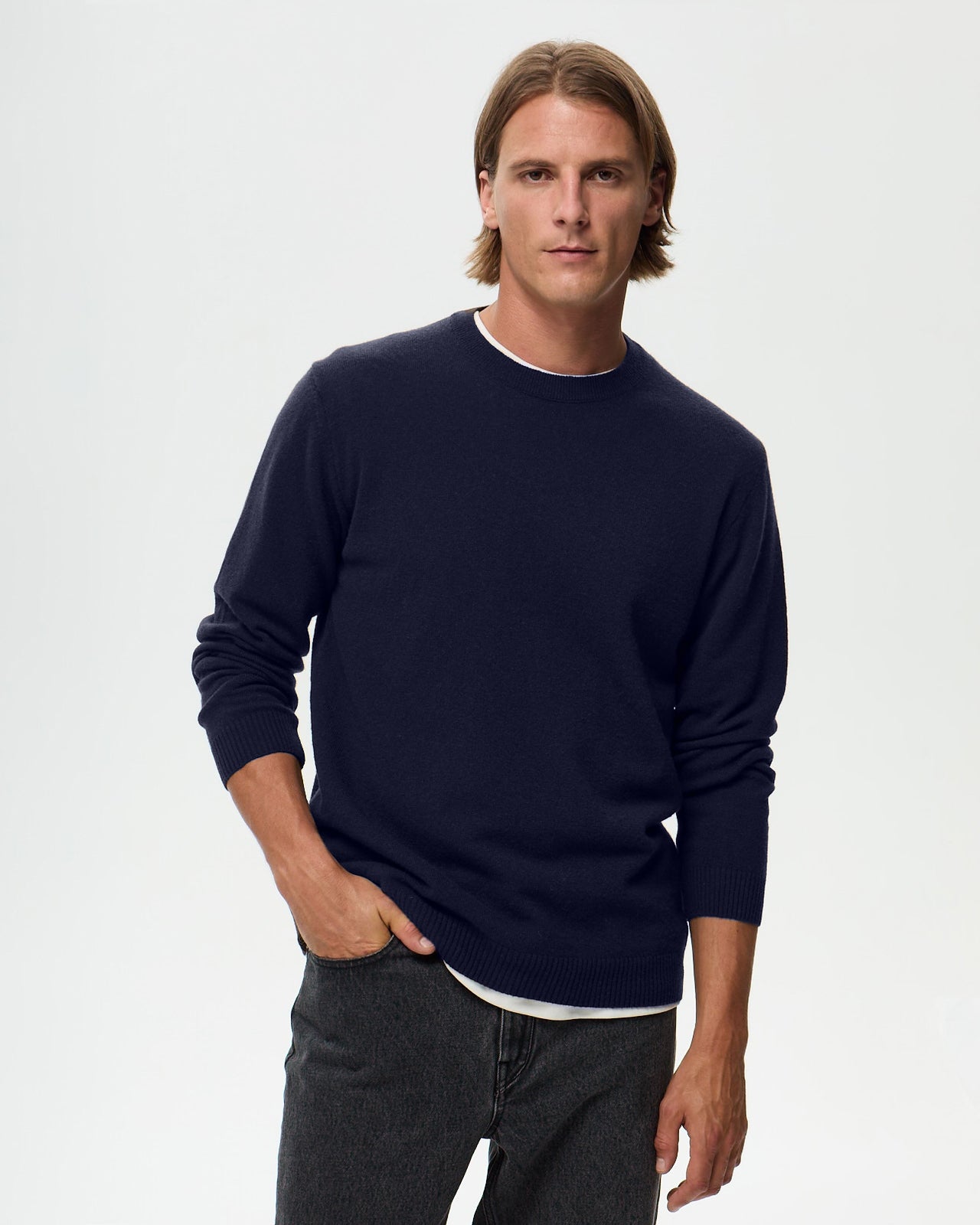 LAFAURIE Pulls GUSTAVO pull bleu orage col rond laine