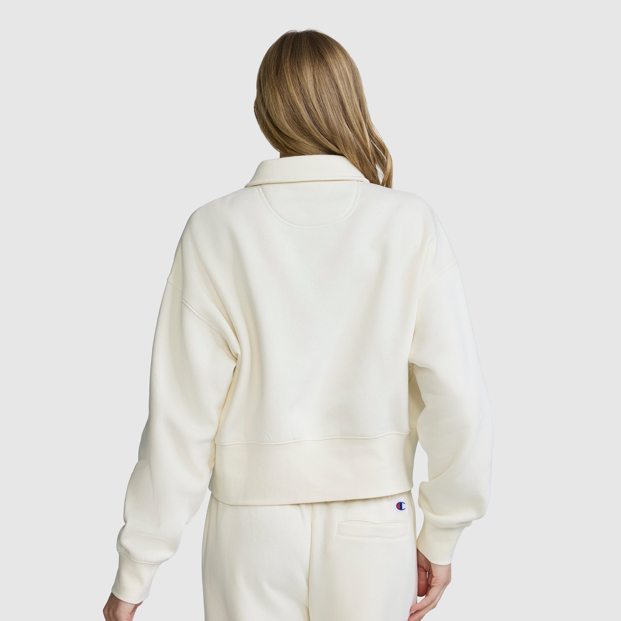 Champion Fleece Training Polo sweat femme Ecru molleton loose
