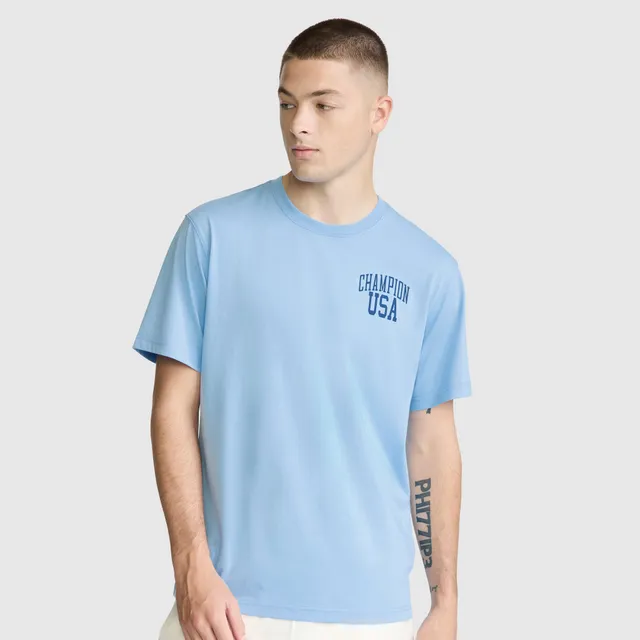 Champion USA T-Shirt Bleu Placid Blue
