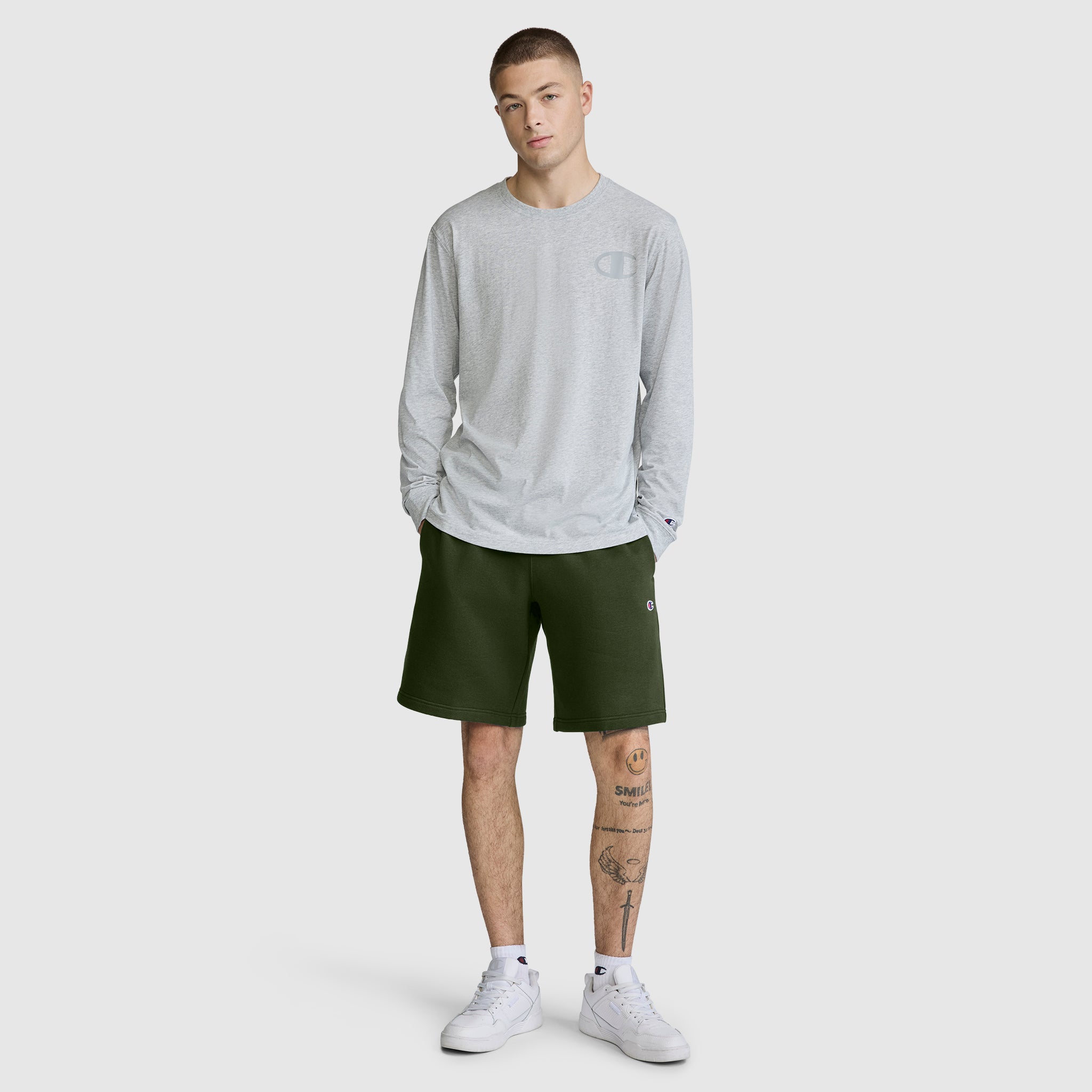 Champion Powerblend Short molleton homme vert 10 pouces