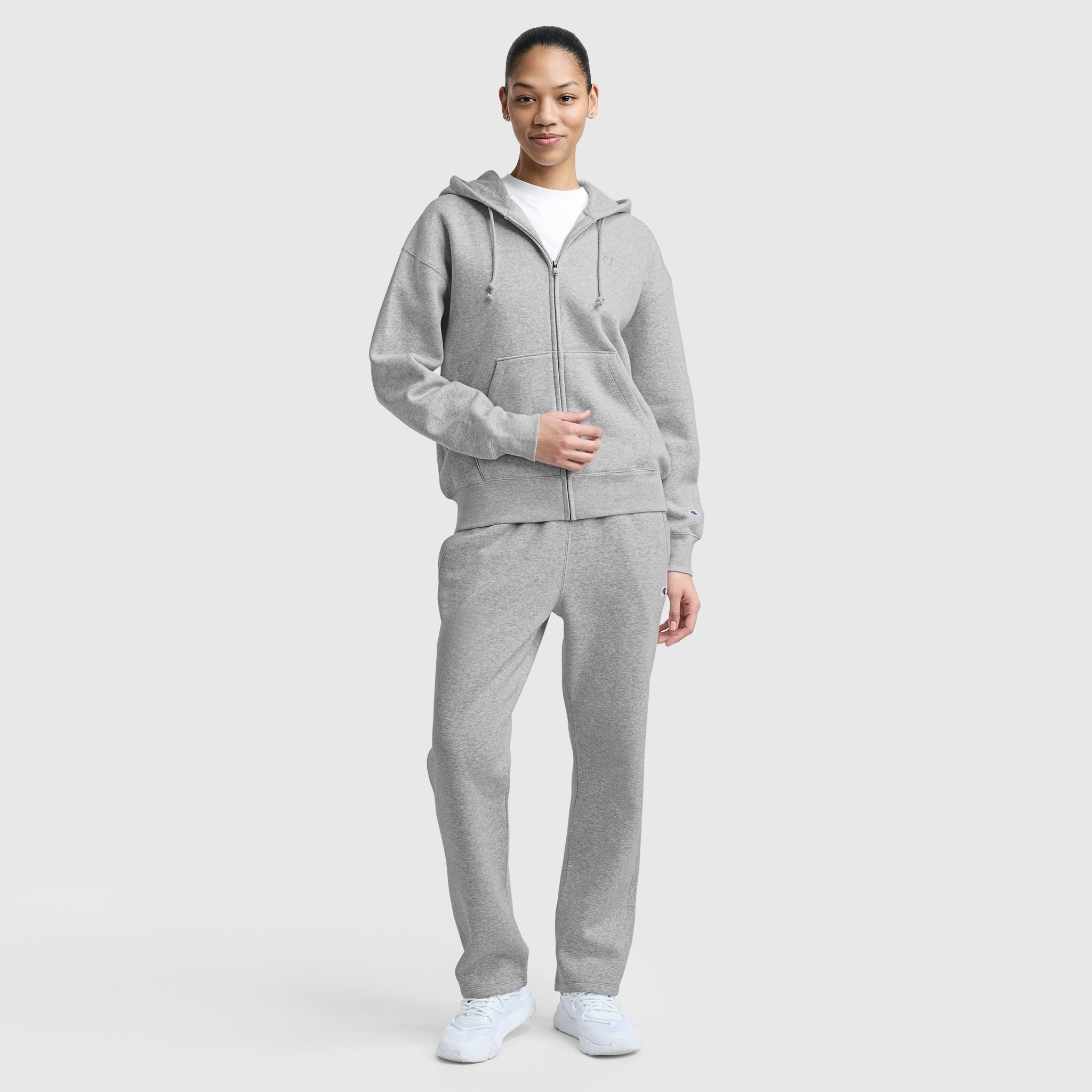Champion Powerblend sweat zippé femme gris molleton