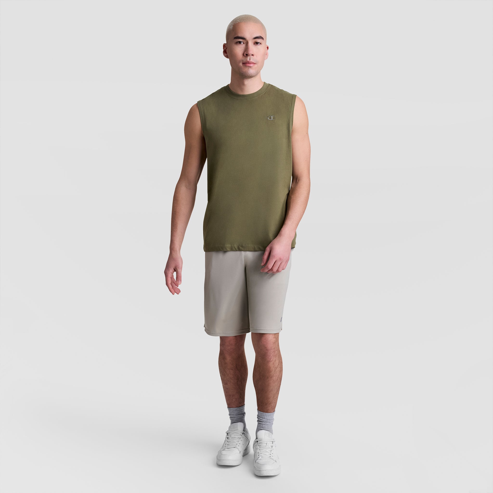Champion Muscle Tank Débardeur Homme Olive Brûlé Coton