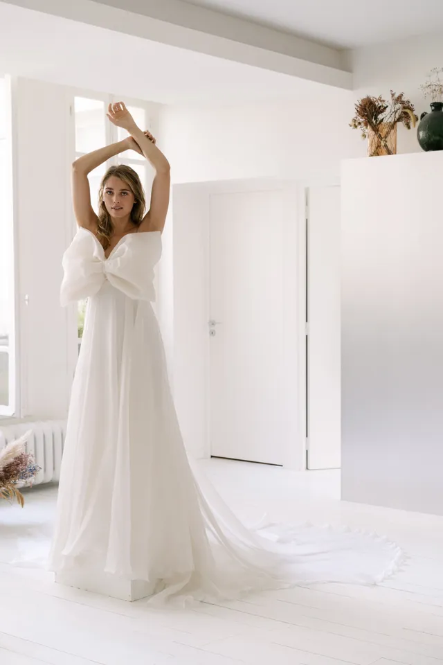 Maison Floret Sur-mesure Johan robe organza soie grand nœud