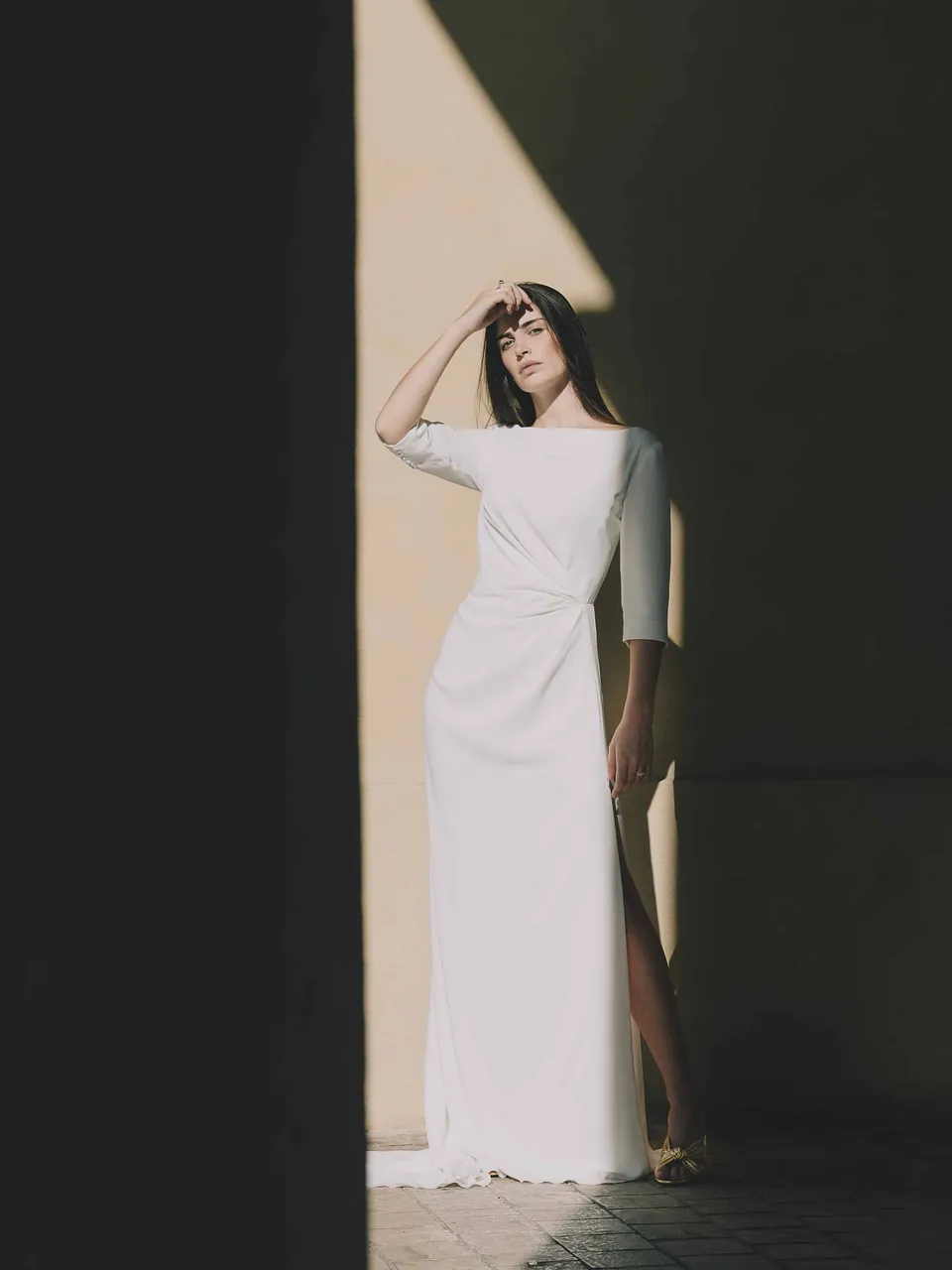 Maison Floret Sur-mesure Dario robe de mariée crêpe fluide