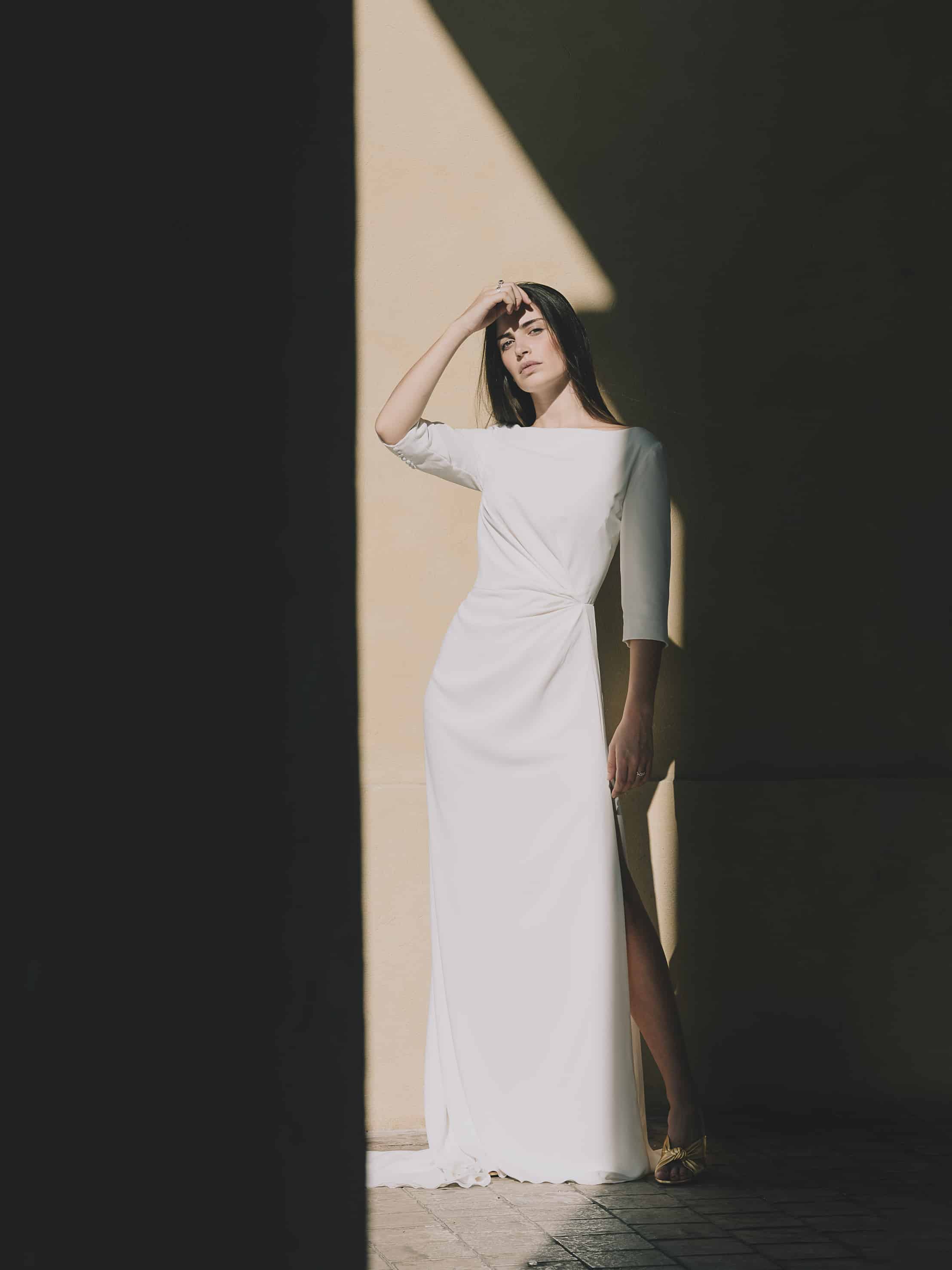 Maison Floret Sur-mesure Dario robe de mariée crêpe fluide