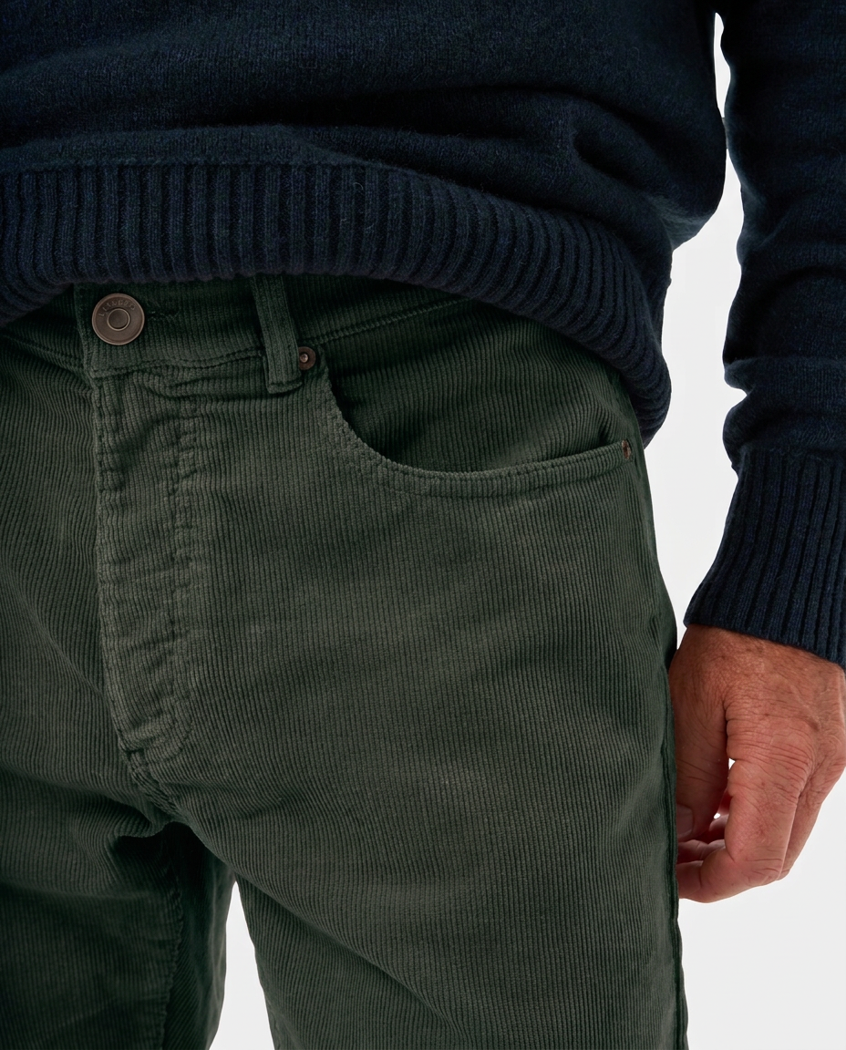 LAFAURIE CASSIUS Vert Chrome pantalon velours cotelé ajusté