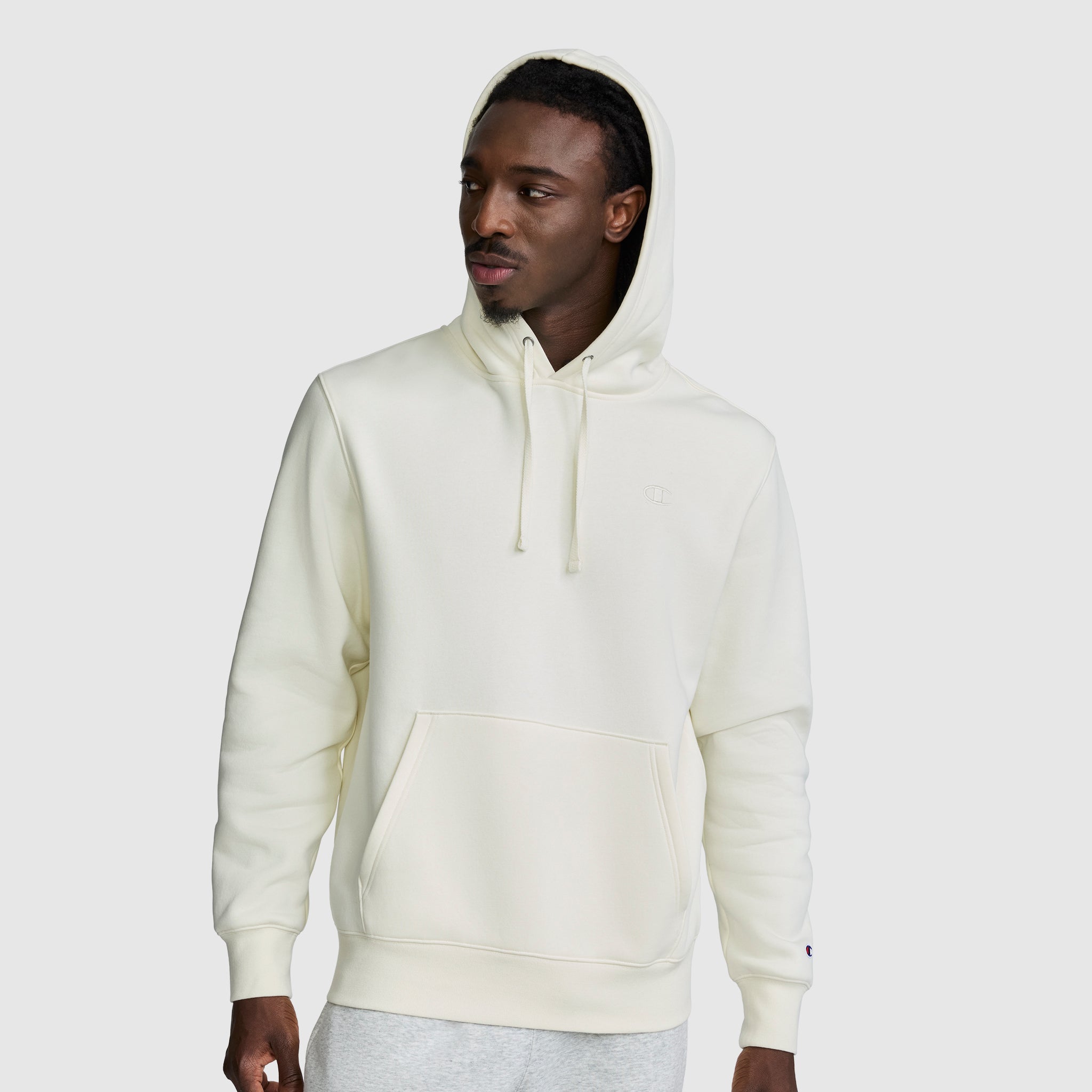 Champion Powerblend Hoodie C Logo sweat à capuche coton écru