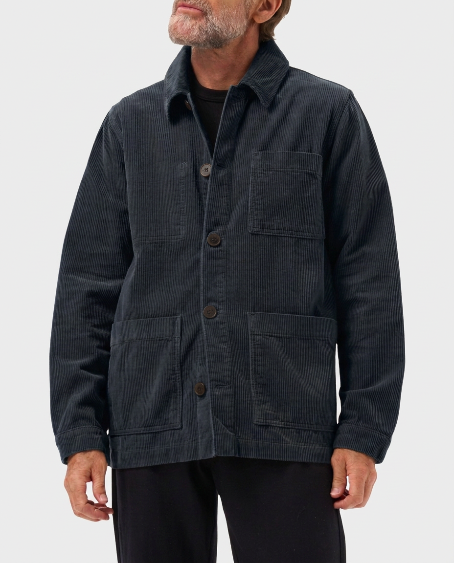 LAFAURIE ESTEVE veste de peintre bleu pétrole velours coton